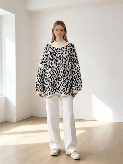 Grossista Saison du vent - Maglione a stampa leopardata Grossista Saison du vent - Maglione a stampa leopardata