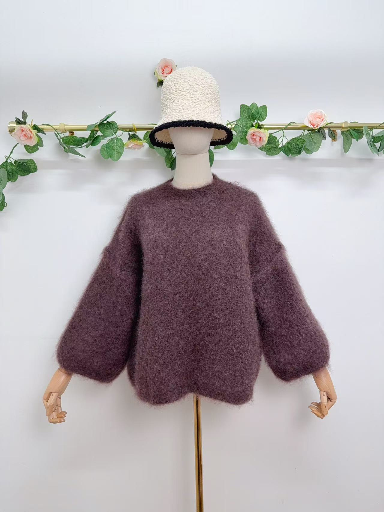 Pull Femme Rose Sarcelle Clair - Taille M - Tricot Ouvert Manches 3/4