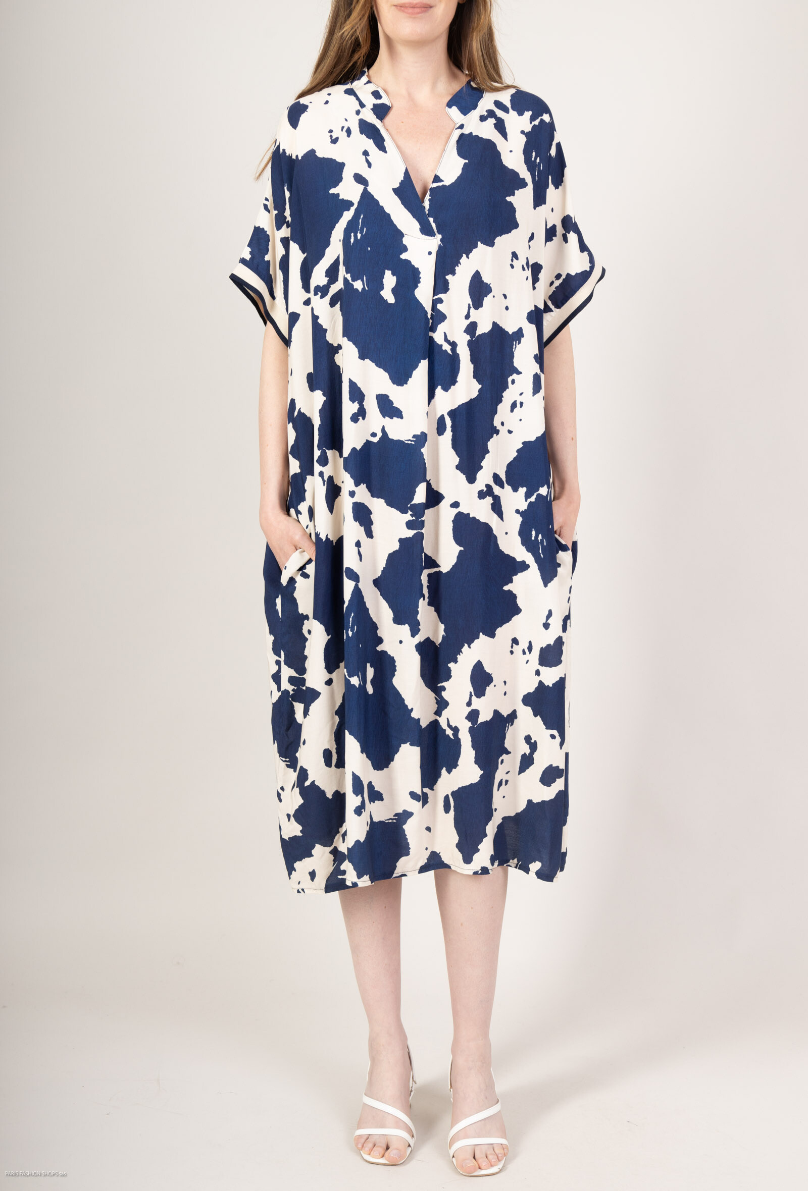 Wholesaler Saison du vent - Short Sleeve Printed Dress With Pocket