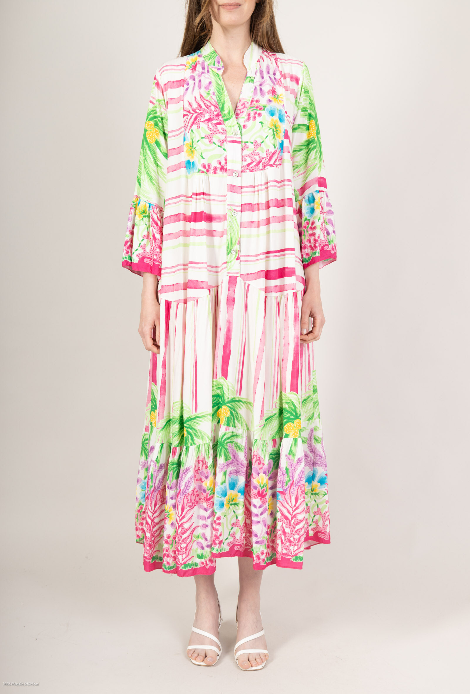Wholesaler Saison du vent - Long Dress Print Boutonne