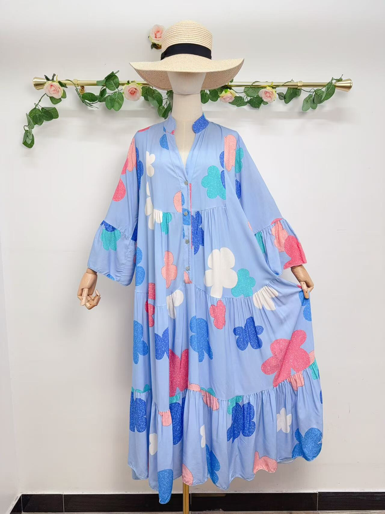 Wholesaler Saison du vent - Long Dress Print Boutonne