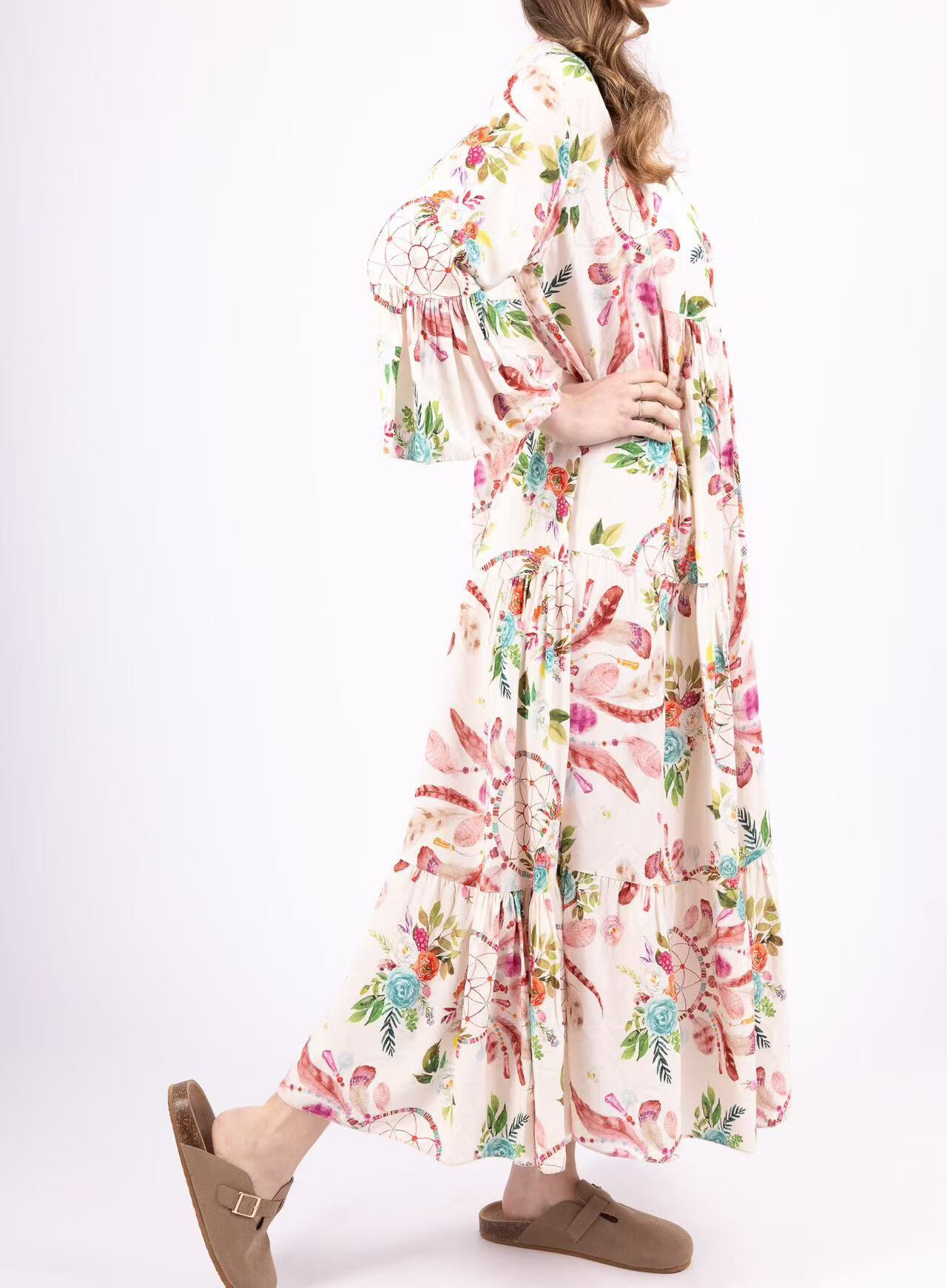 Wholesaler Saison du vent - Long Dress Print Boutonne