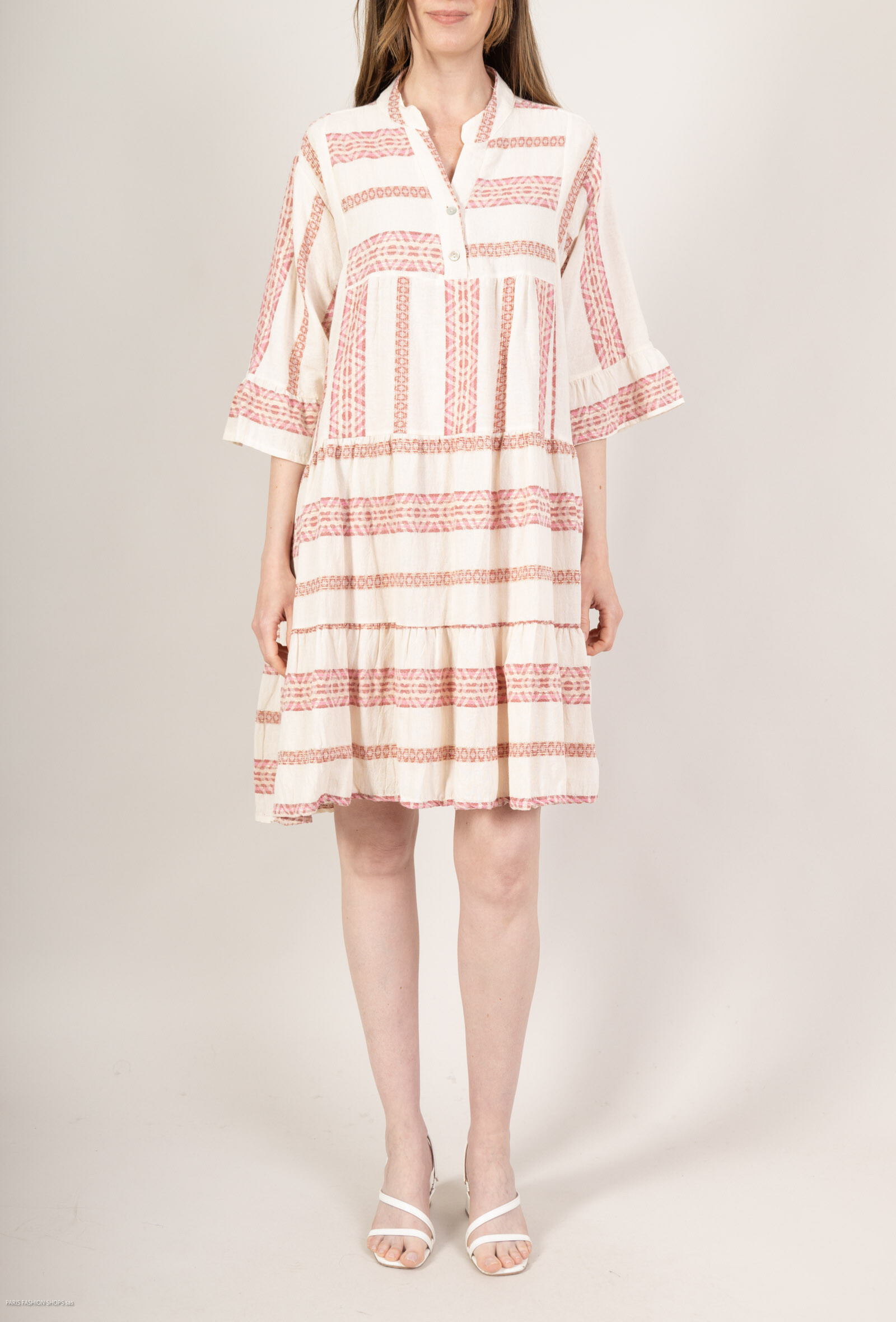 Wholesaler Saison du vent - Short buttoned dress with a little lurex