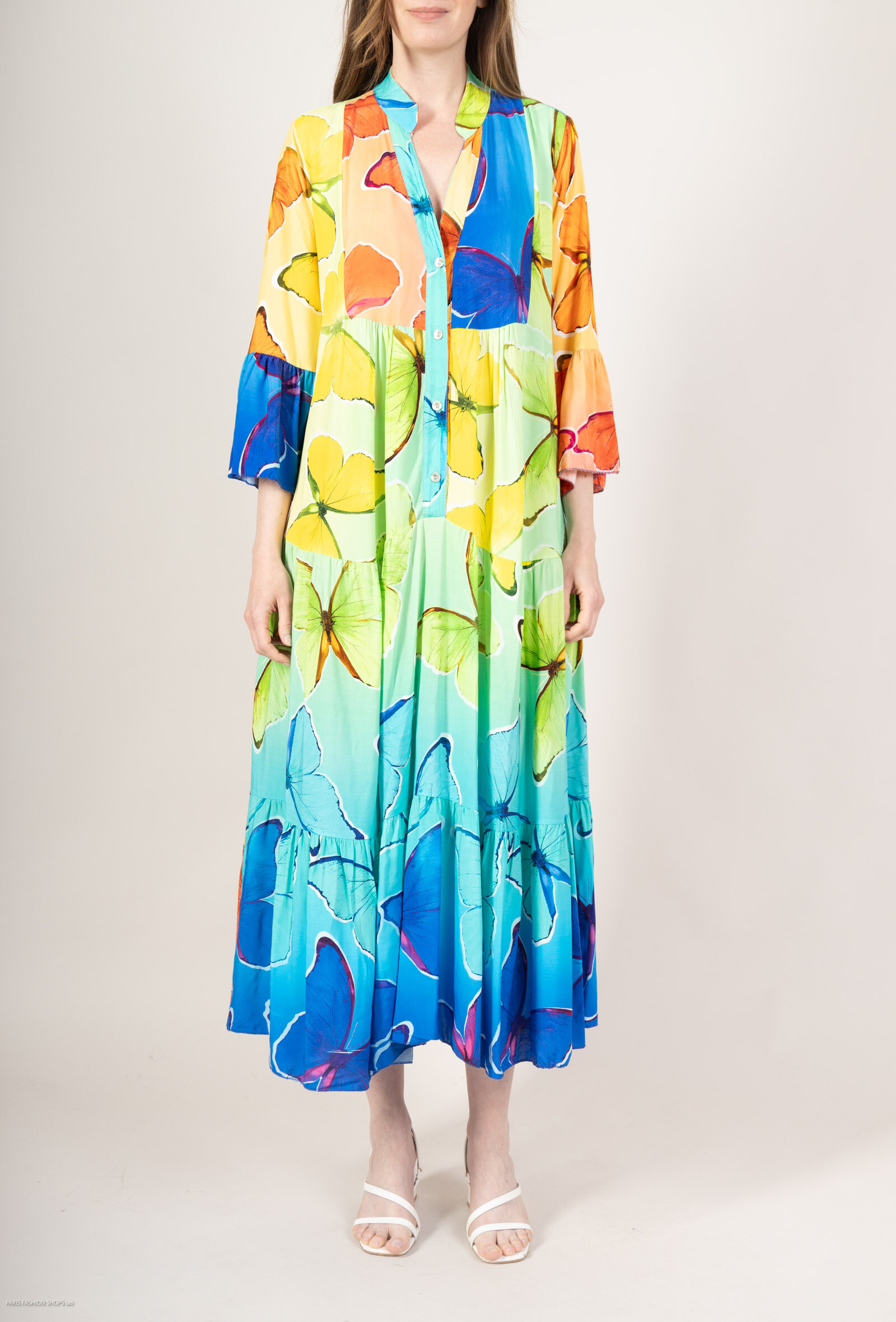 Wholesaler Saison du vent - Long Dress Print Boutonne