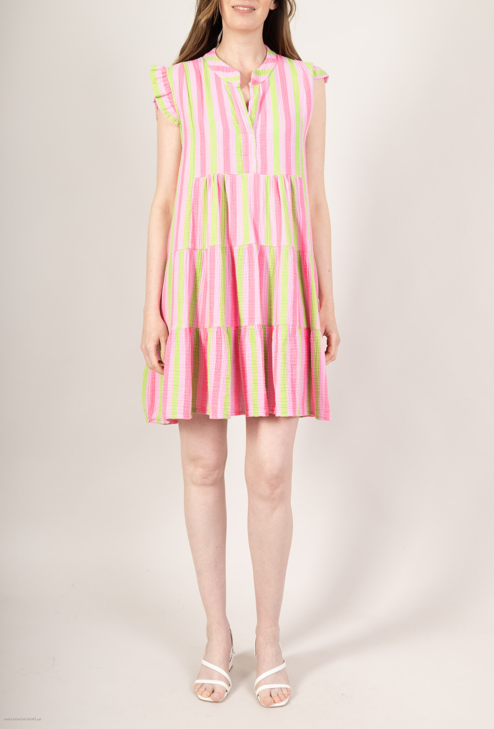 Wholesaler Saison du vent - Short dress in cotton gauze and prints