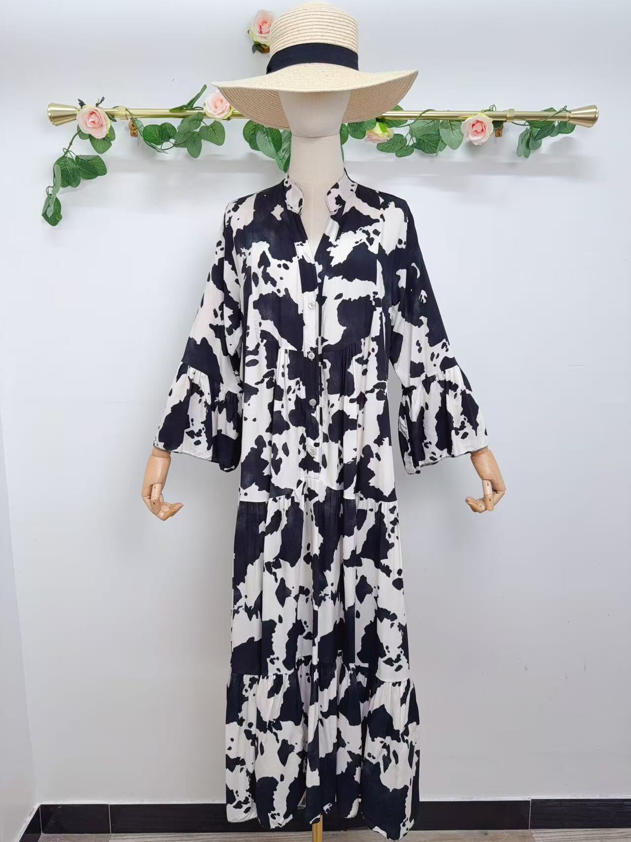 Wholesaler Saison du vent - Long Dress Print Boutonne