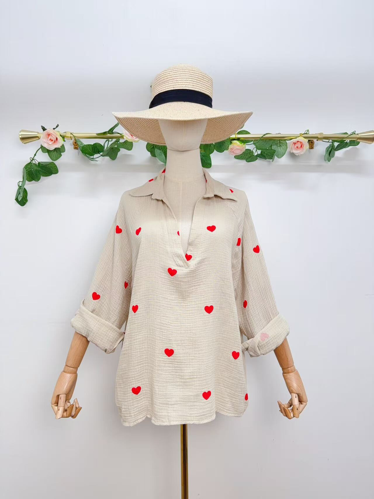 Mayorista Saison du vent - Top in Cotton Gasza Heart Heart