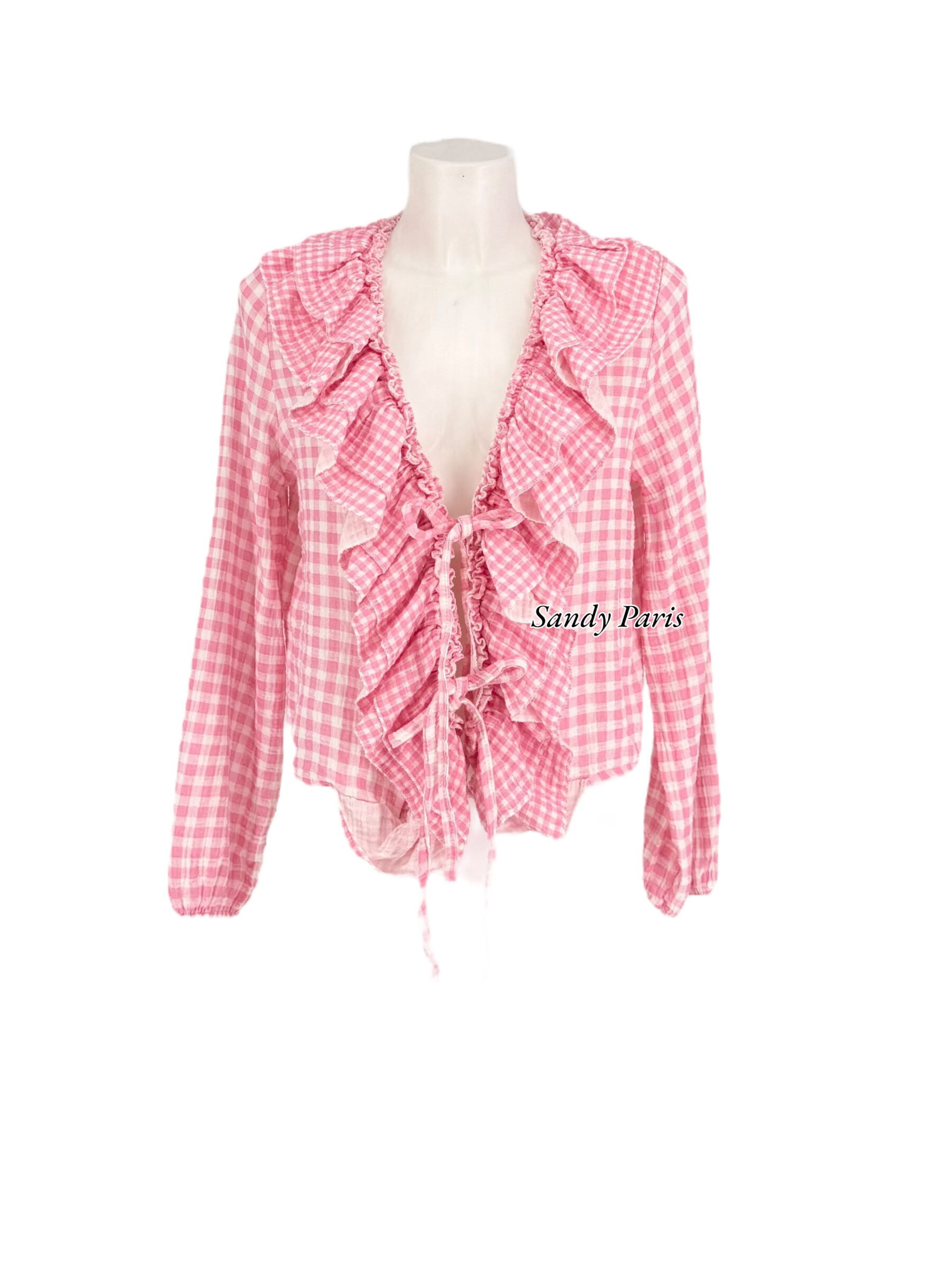Großhändler Sandy Paris - Vichy Gay Bluse - Romantisches Lenkrad & Link zu Nähren