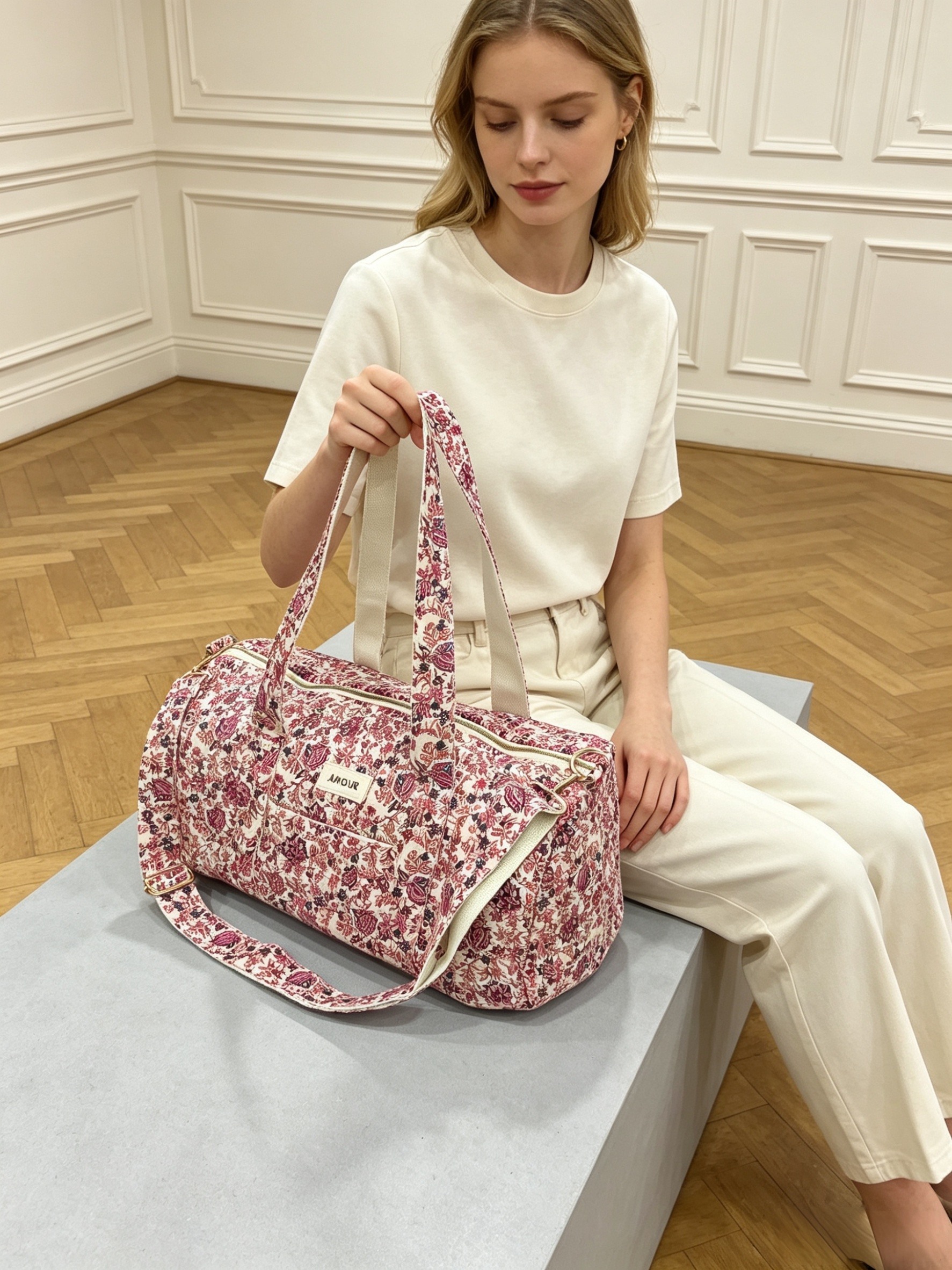 Grossista Sandy Paris - Beauty case in cotone stampato con cerniera