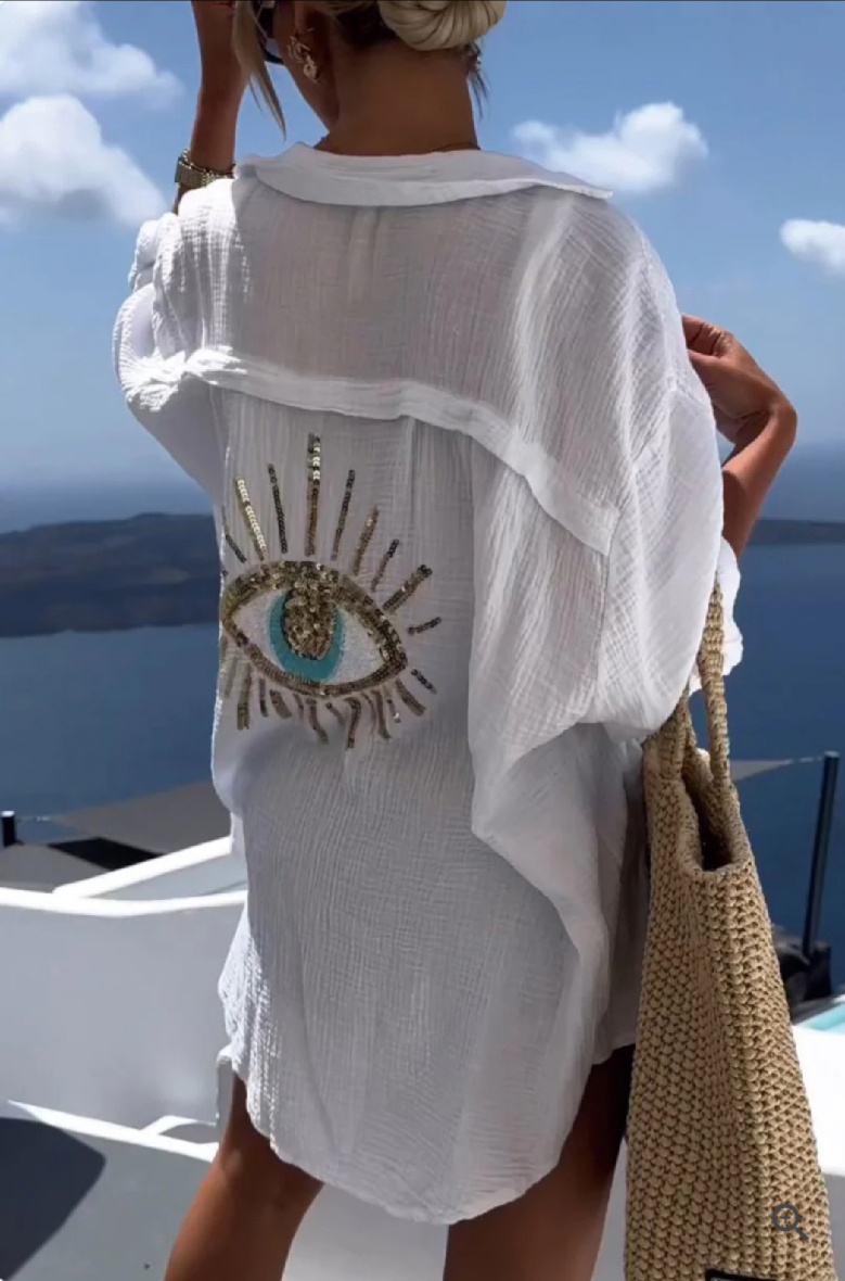 Wholesaler Sandy Paris - Oversized cotton shirt with eyelet on the back