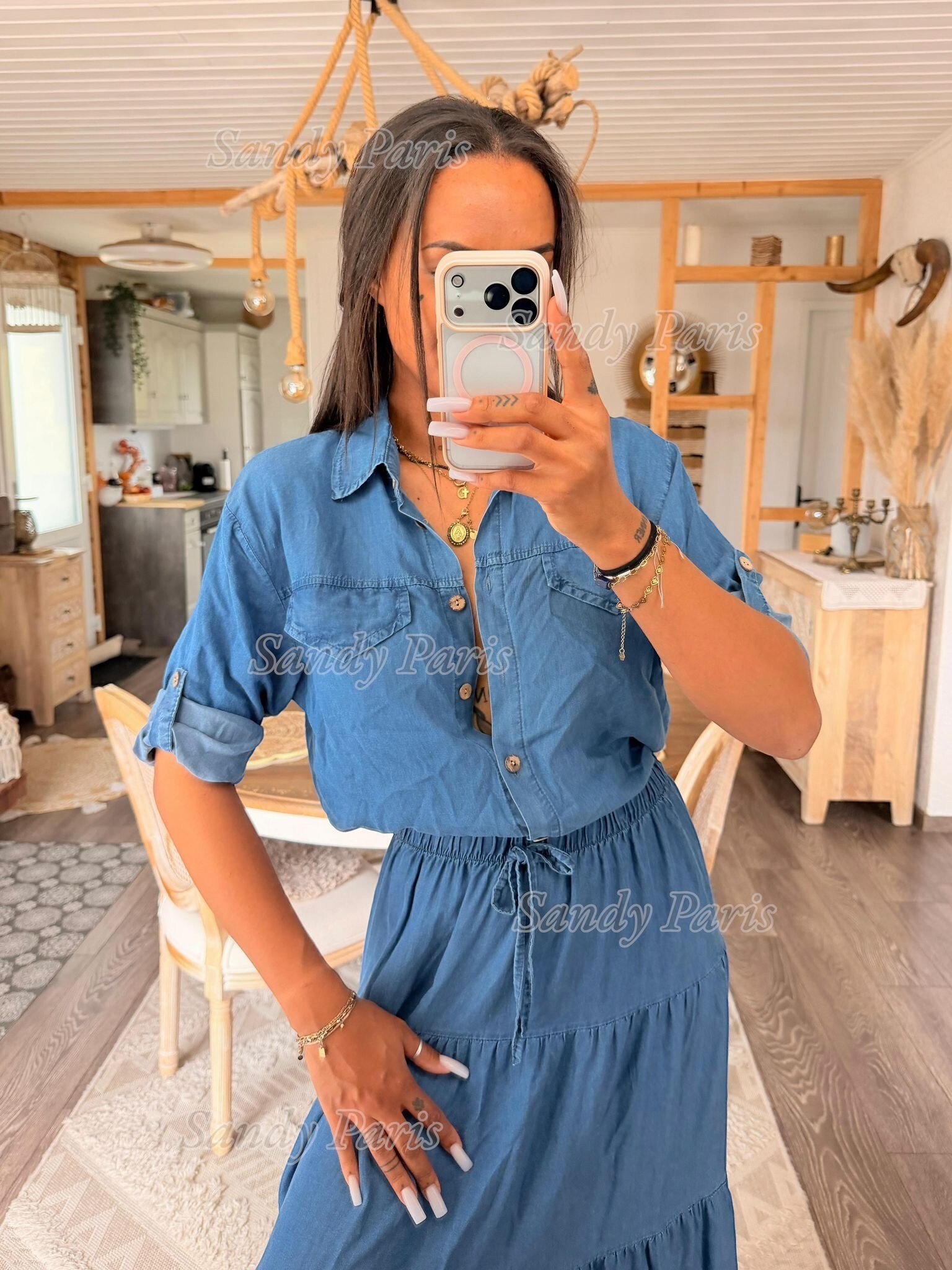 Mayorista Sandy Paris - Camisa de lyocell denim fluida y casual chic
