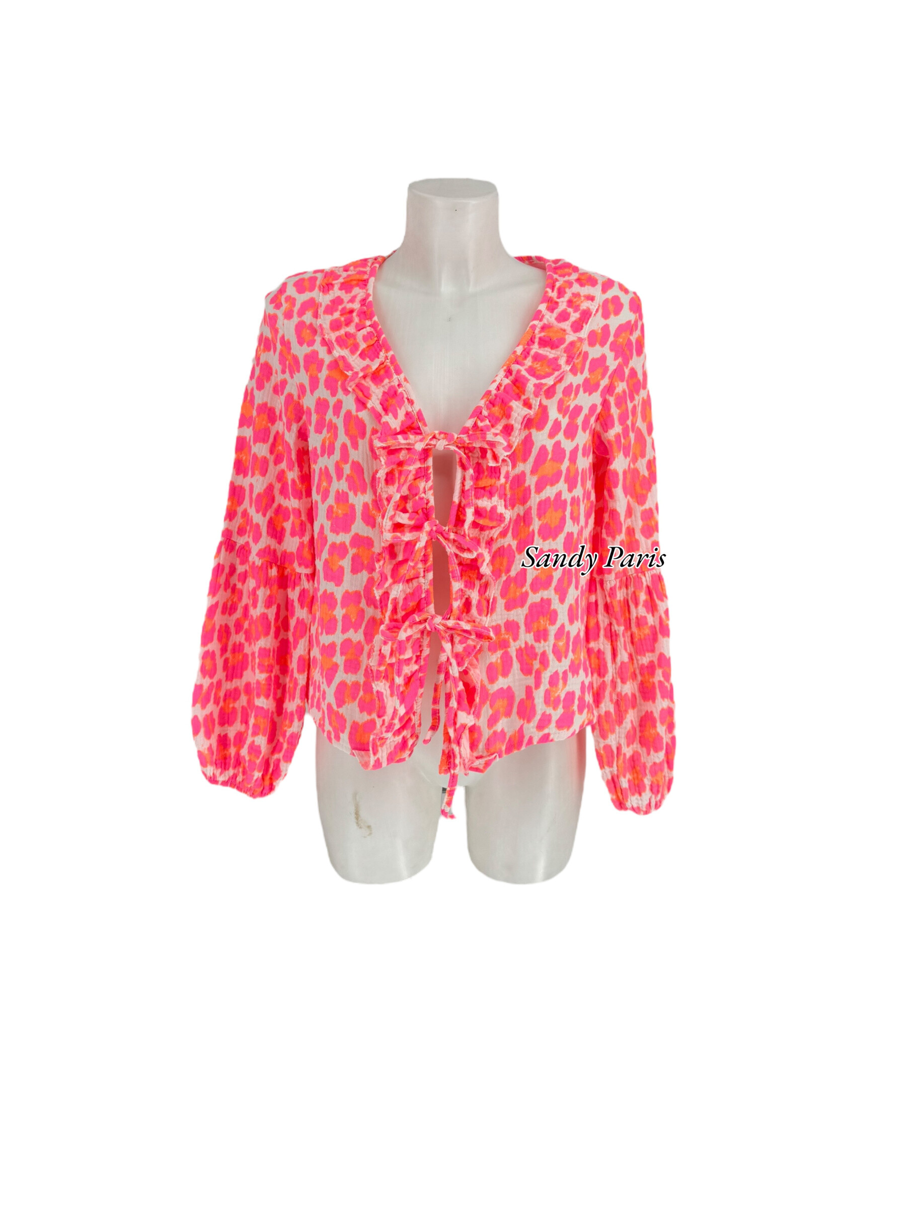 Wholesaler Sandy Paris - Bohemian leopard blouse with flying details
