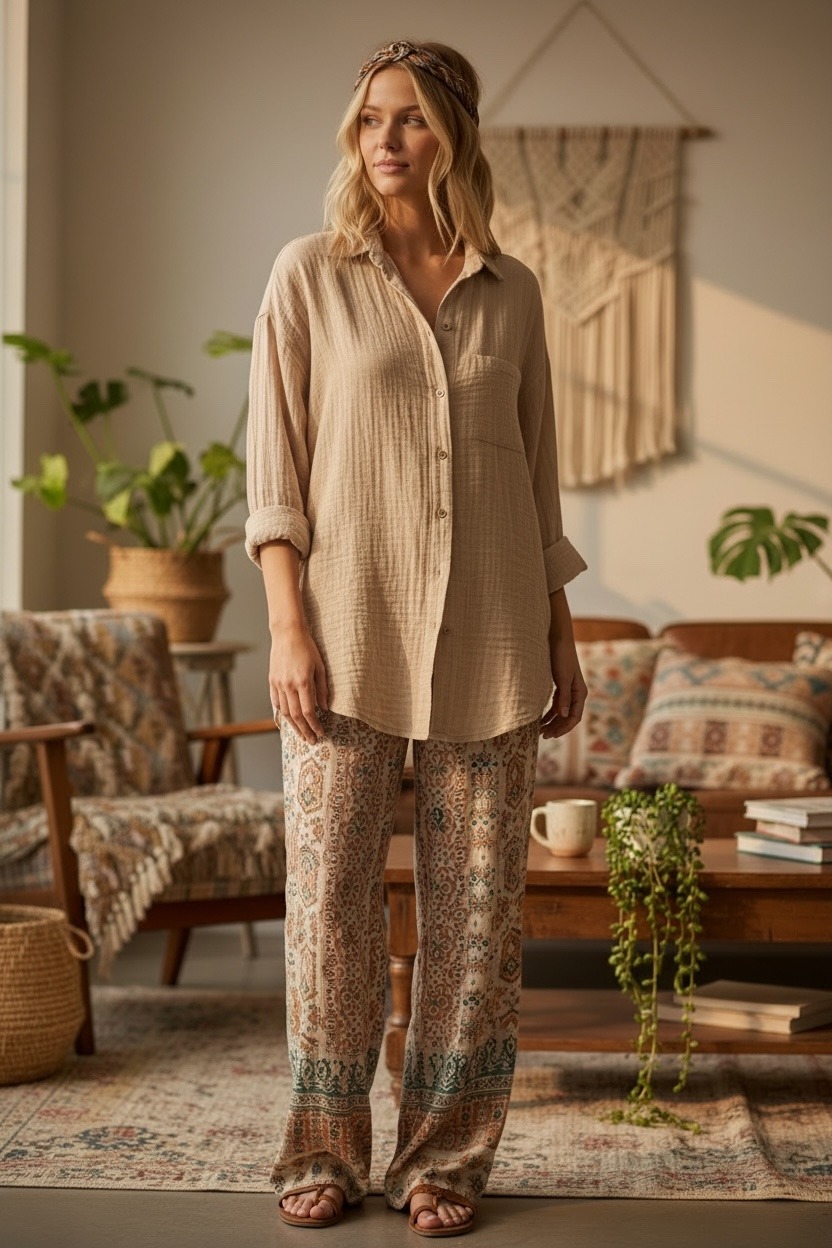 Grossista Sandy Paris - Camicia oversize in garza di cotone