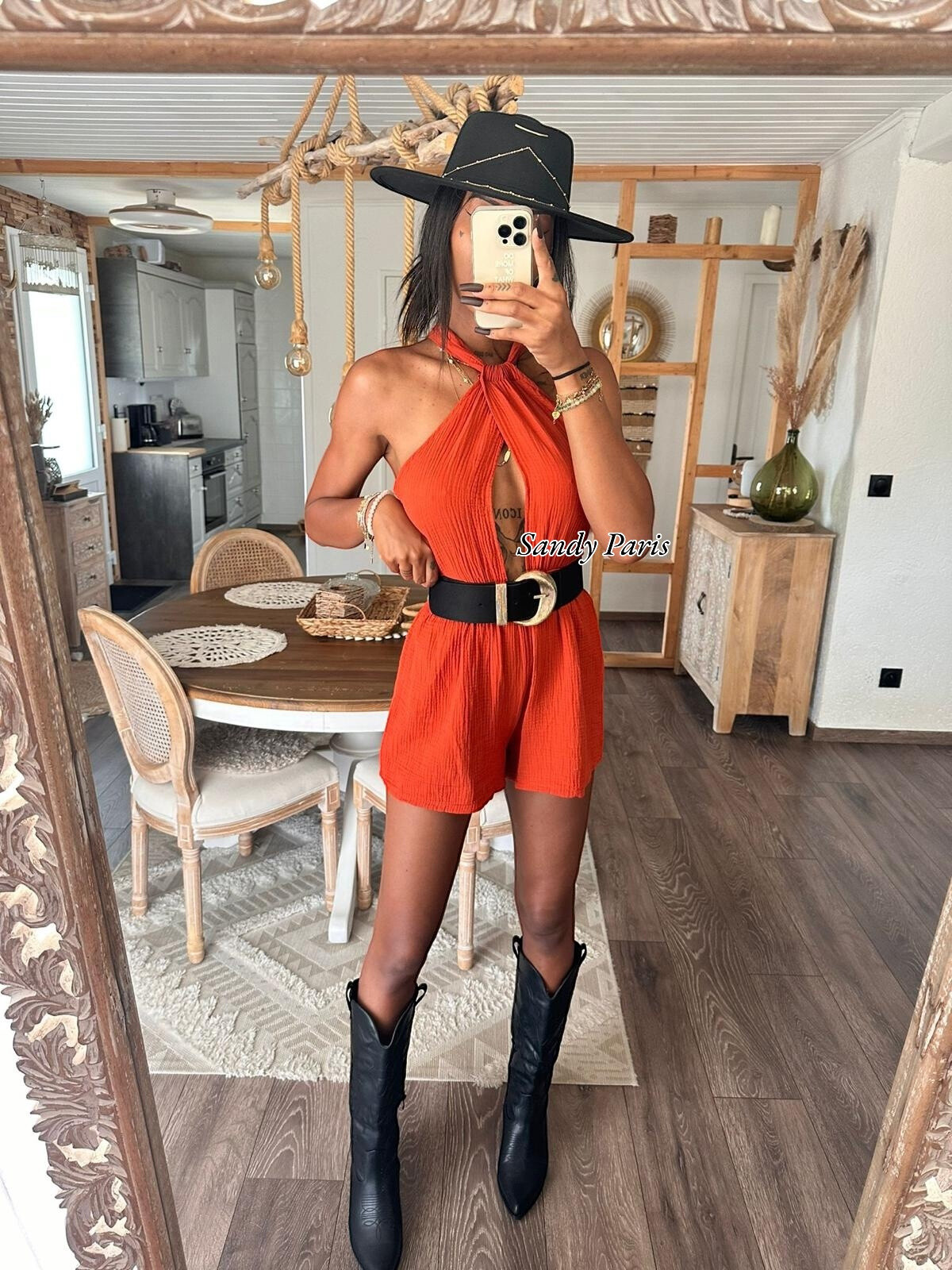 Grossiste Sandy Paris - Combinaison short dos nu en Coton gaze