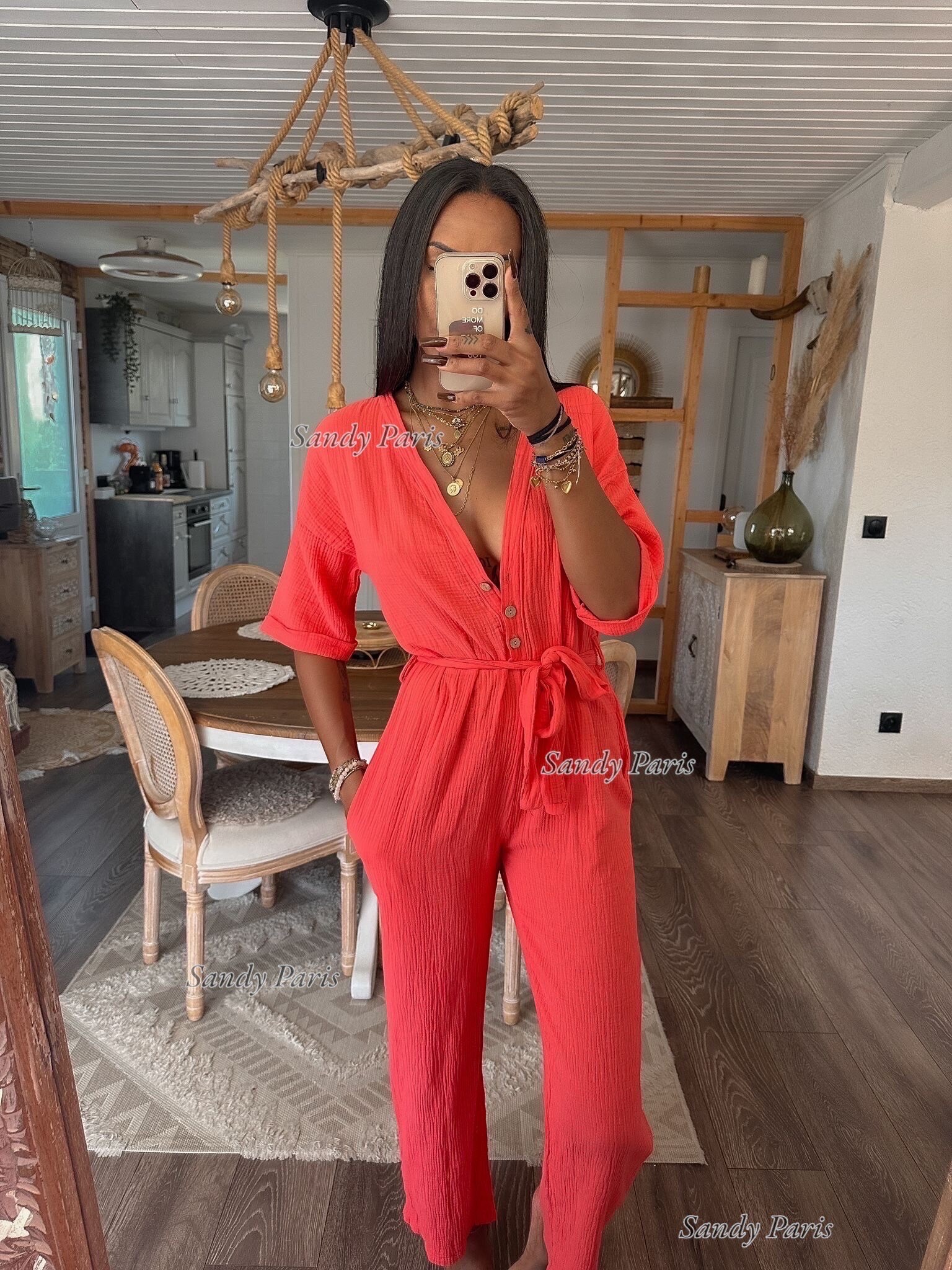 Großhändler Sandy Paris - Langer Overall aus Baumwollgaze – Lässige Eleganz