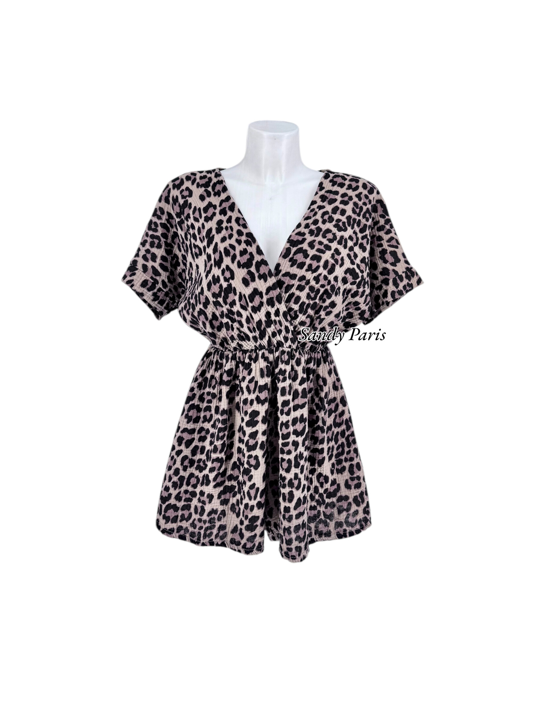 Grossiste Sandy Paris - Combishort Léopard en Coton Gaze – Style & Confort