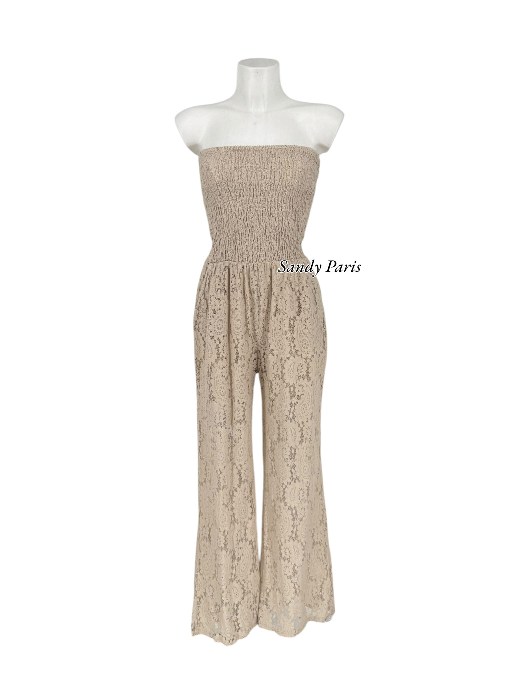 Grossiste Sandy Paris - Combinaison bustier en dentelle –Look bohème chic