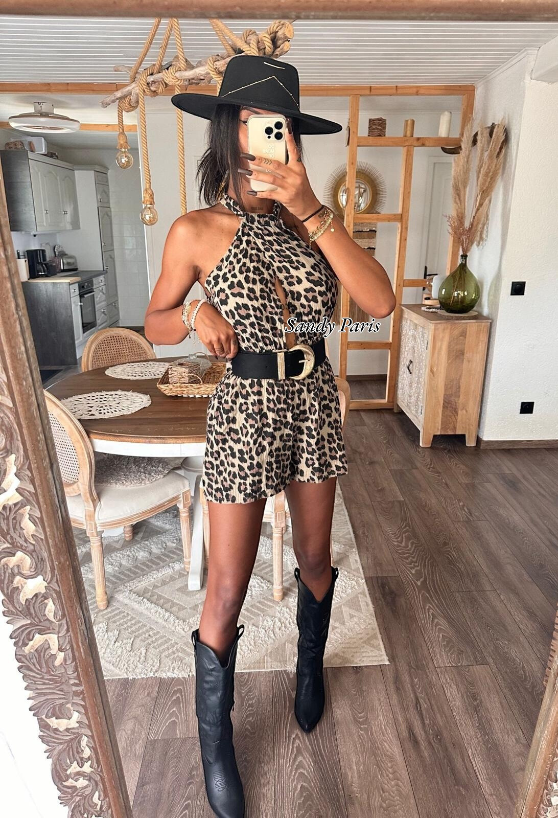 Großhändler Sandy Paris - Kombinationshorts zurück Bare Druck Leopard in Baumwollgaze