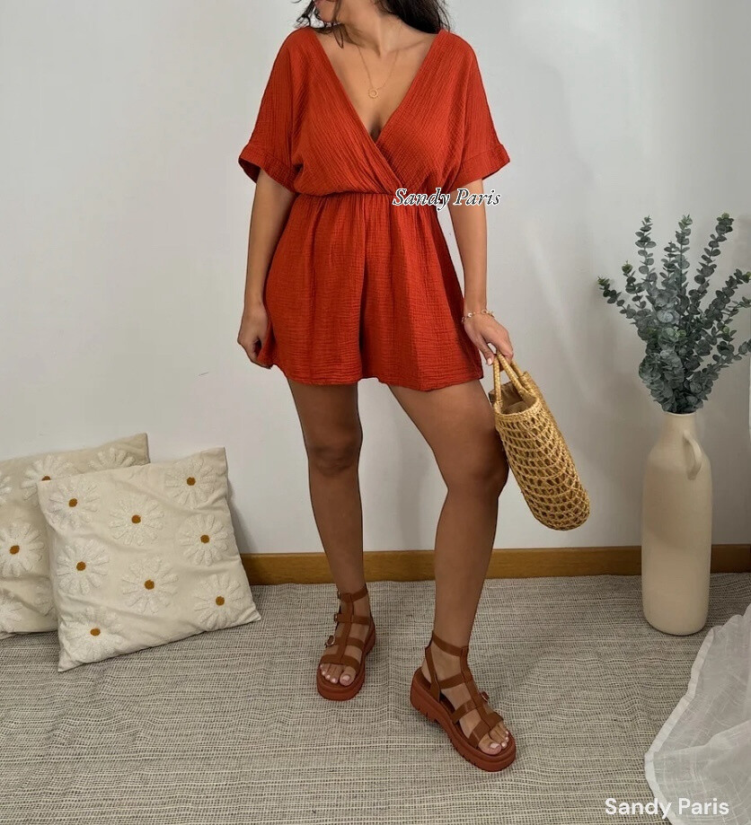 Wholesaler Sandy Paris - Short Casual Cotton Gauze Jumpsuit – Elegance and Comfort