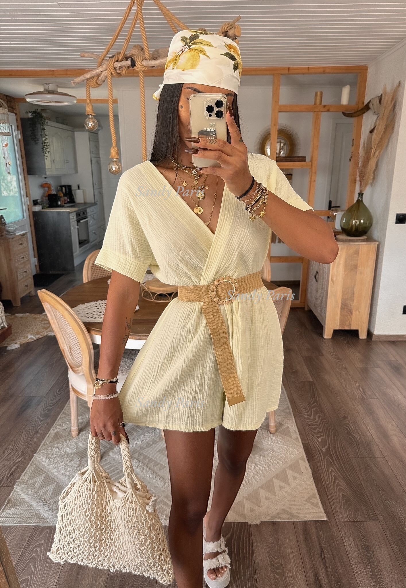 Großhändler Sandy Paris - Lässiger Kurzer Overall aus Baumwollgaze – Eleganz und Komfort