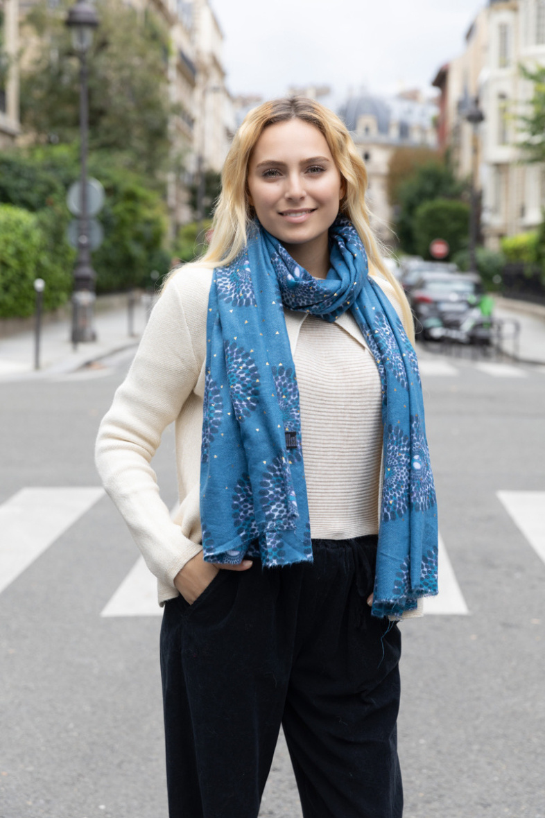 Wholesaler Sandy Paris - Scarf scarf printed with wool  180*65
