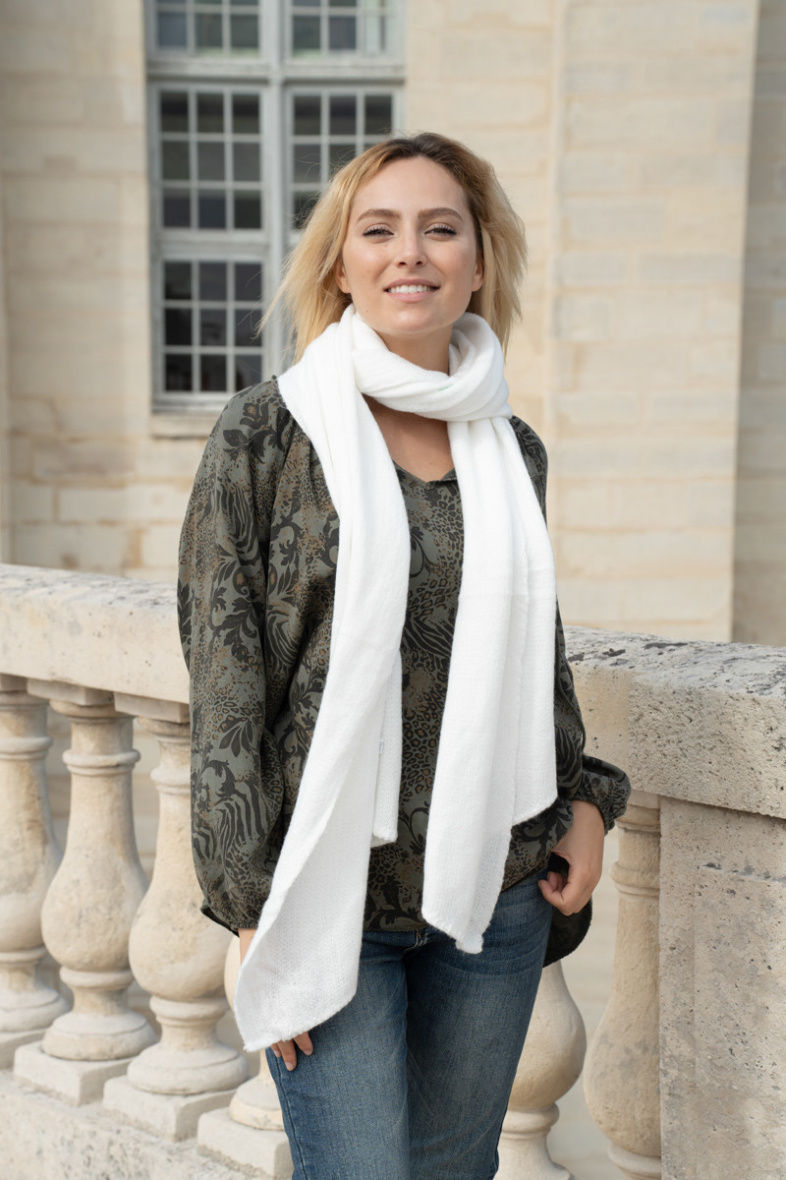 Wholesaler Sandy Paris - Plain wool beveled knit winter scarf 190*50