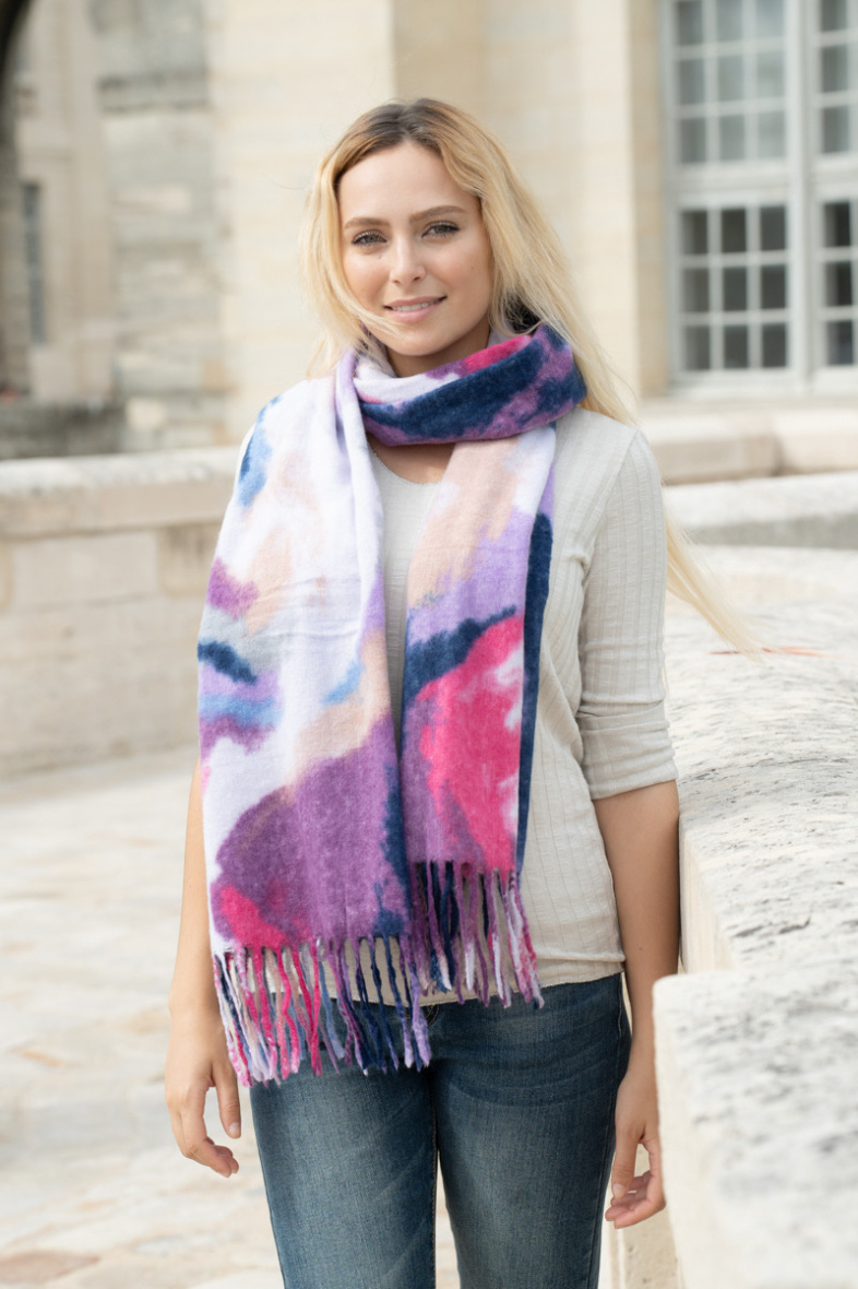 Wholesaler Sandy Paris - Scarf scarf printed with wool  180*65