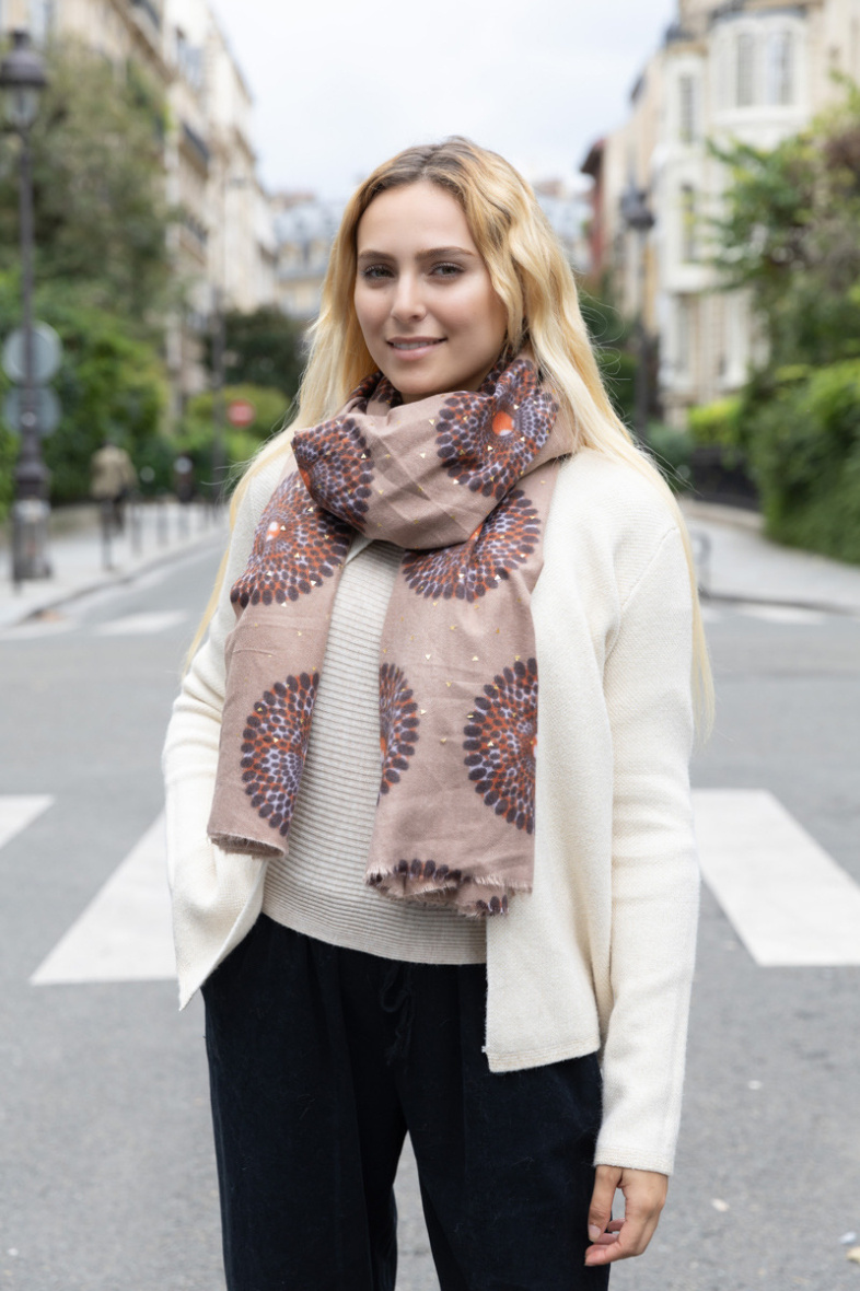 Wholesaler Sandy Paris - Scarf scarf printed with wool  180*65