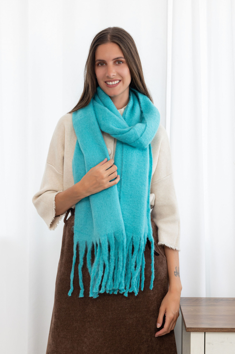 Wholesaler Sandy Paris - Plain fringed scarf with wool 190*40