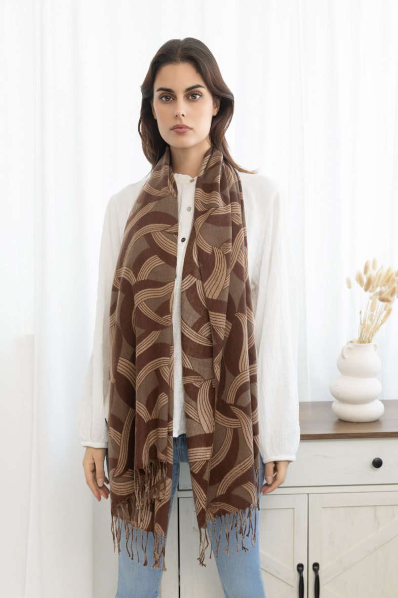 Wholesaler Sandy Paris - Gold pattern printed scarf with wool