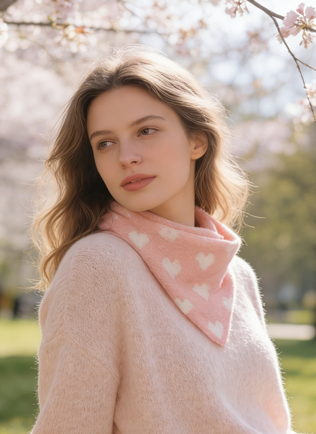 Grossiste Sandy Paris - Petite Écharpe triangle à laine douce imprimé coeur