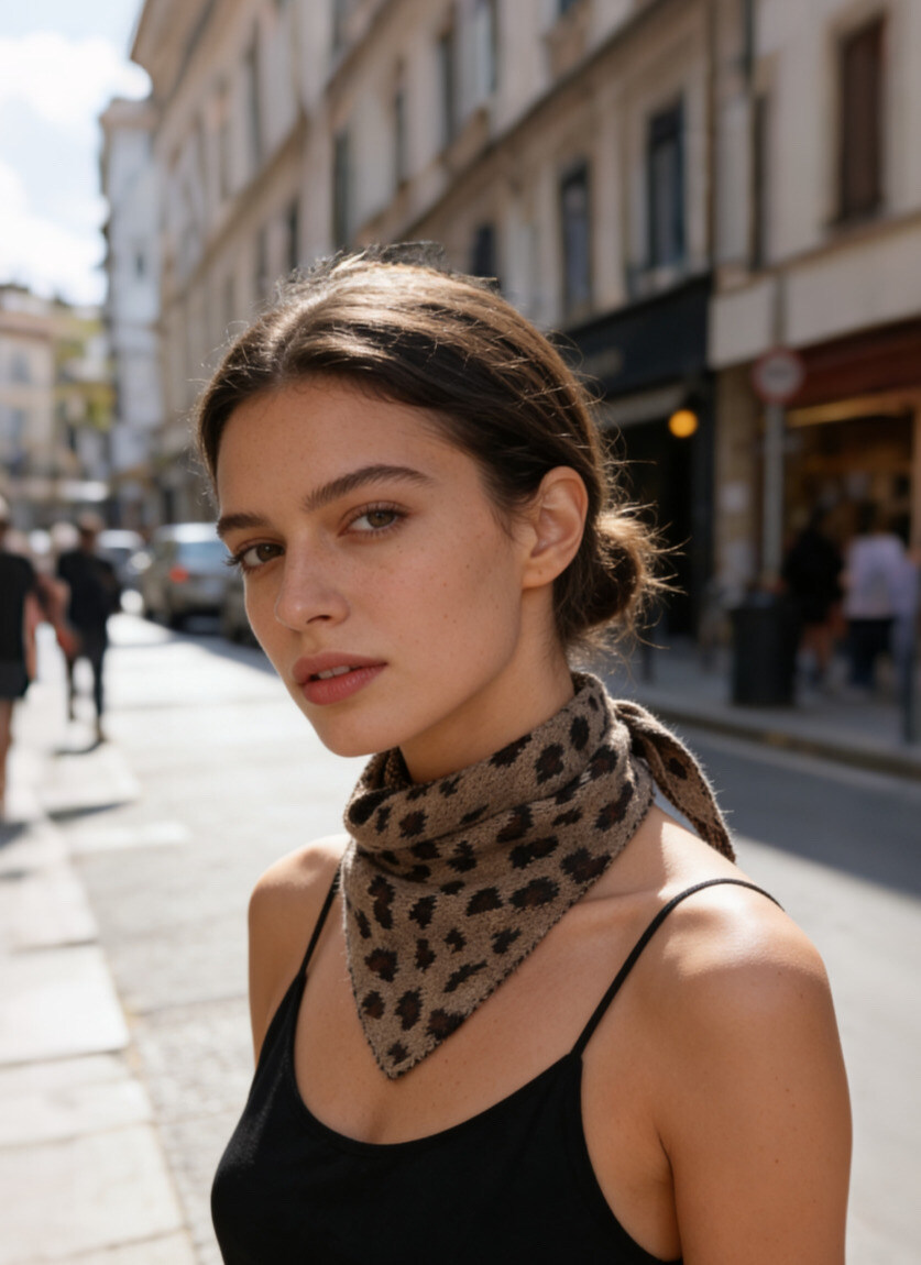 Grossiste Sandy Paris - Petite Écharpe triangle à laine douce imprimé