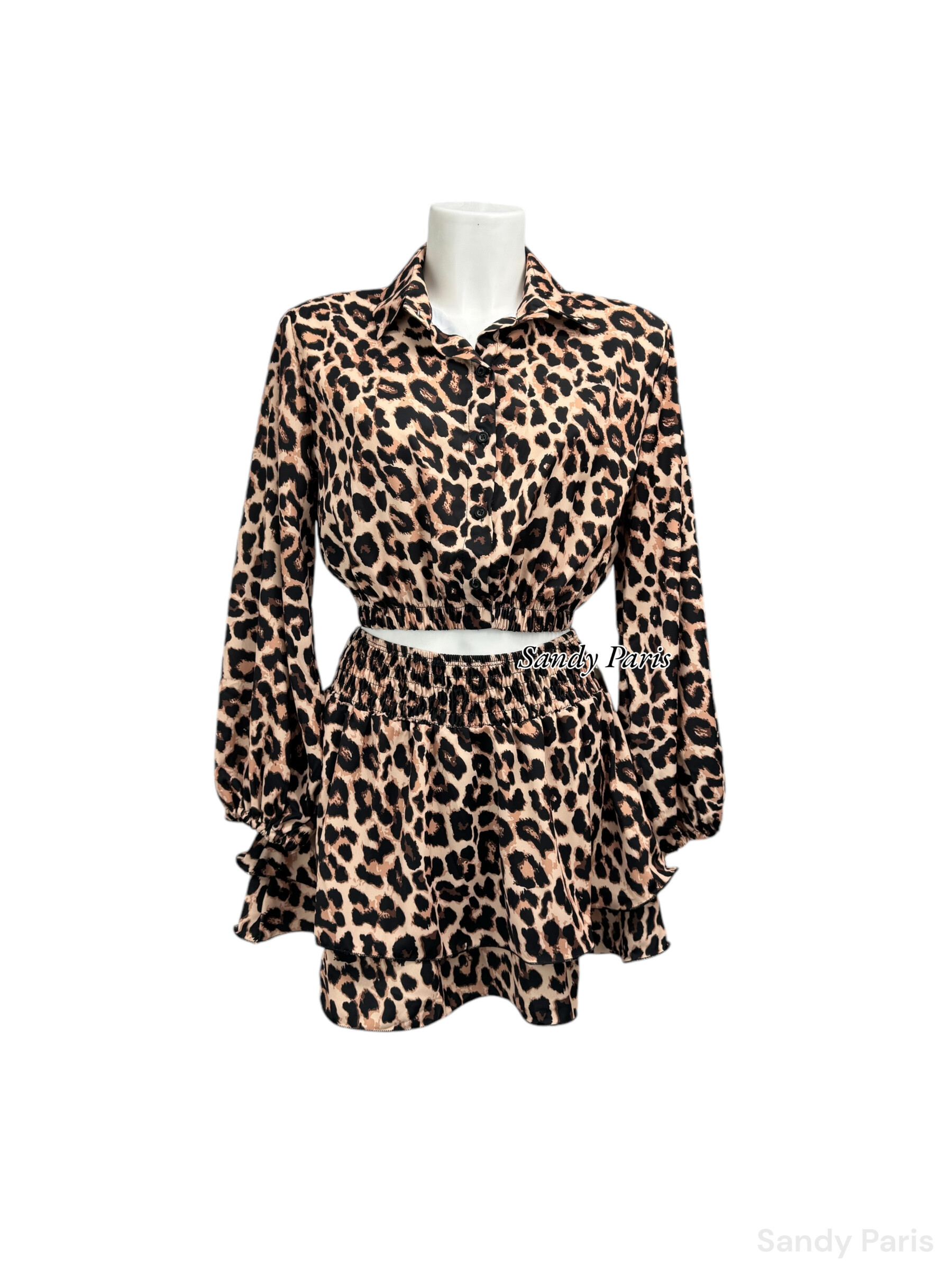 Grossiste Sandy Paris - Ensemble Élégante à jupe volant LÉOPARD – Look Sophistiqué et Moderne