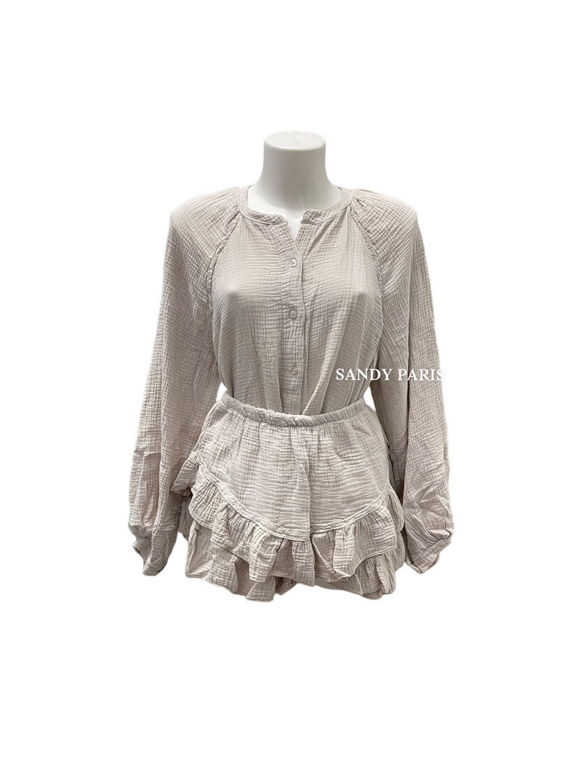 Wholesaler Sandy Paris - Blouse Blouse Food sleeve and cotton gauze skirt