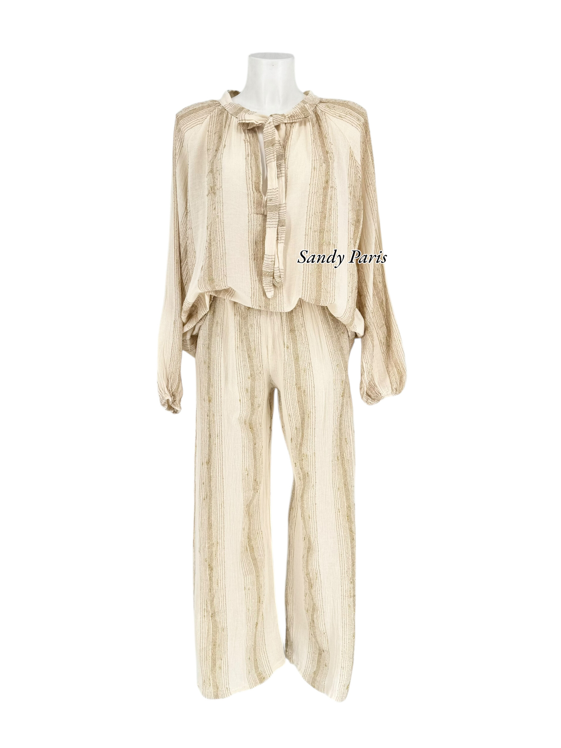 Grossiste Sandy Paris - Ensemble Bohème Chic en Lin et Coton – Élégance Naturelle