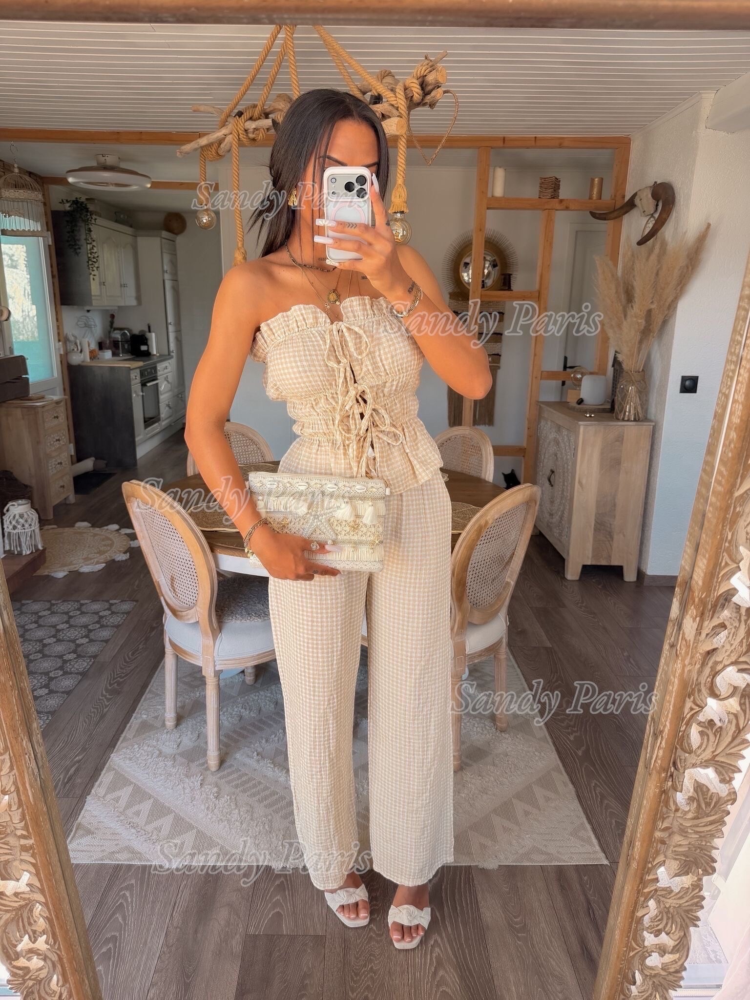 Grossista Sandy Paris - Completo Top Bustier e Pantaloni Vichy – Stile Estivo Chic