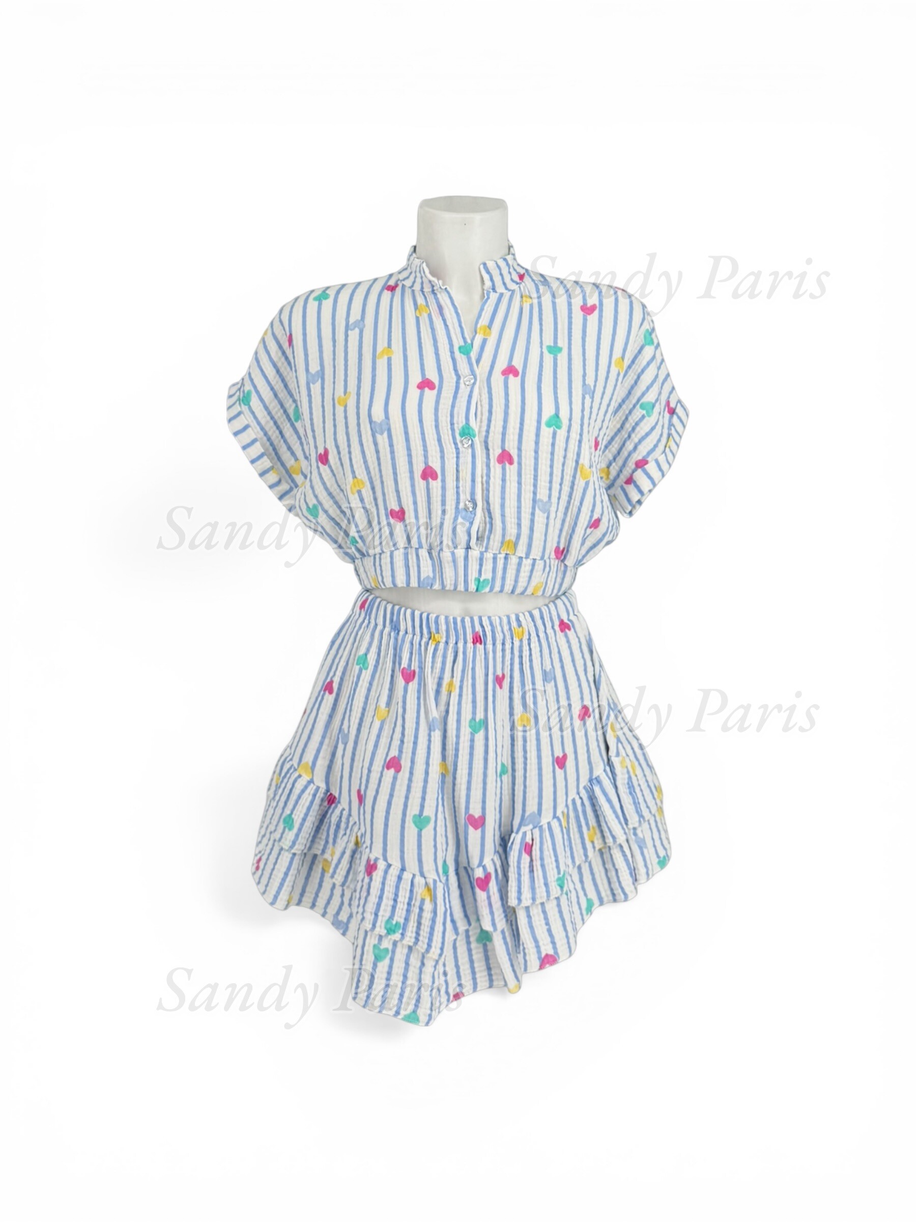 Grossista Sandy Paris - Completo camicia e gonna in garza di cotone – Look fresco e di tendenza