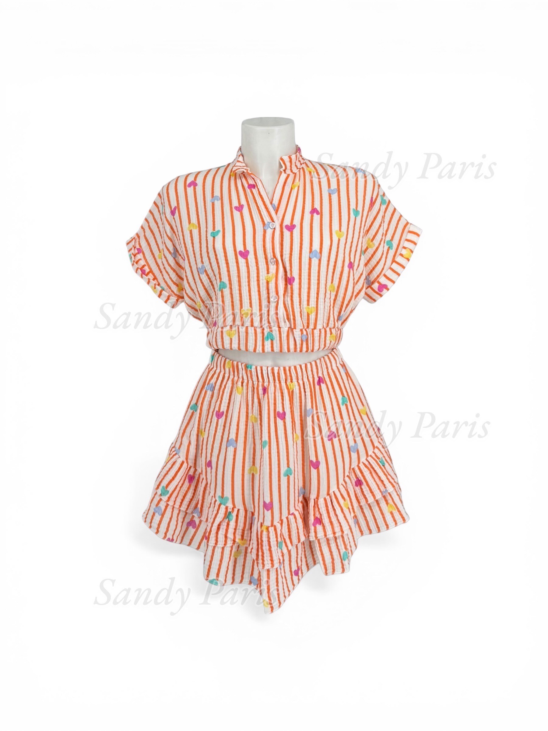Grossista Sandy Paris - Completo camicia e gonna in garza di cotone – Look fresco e alla moda