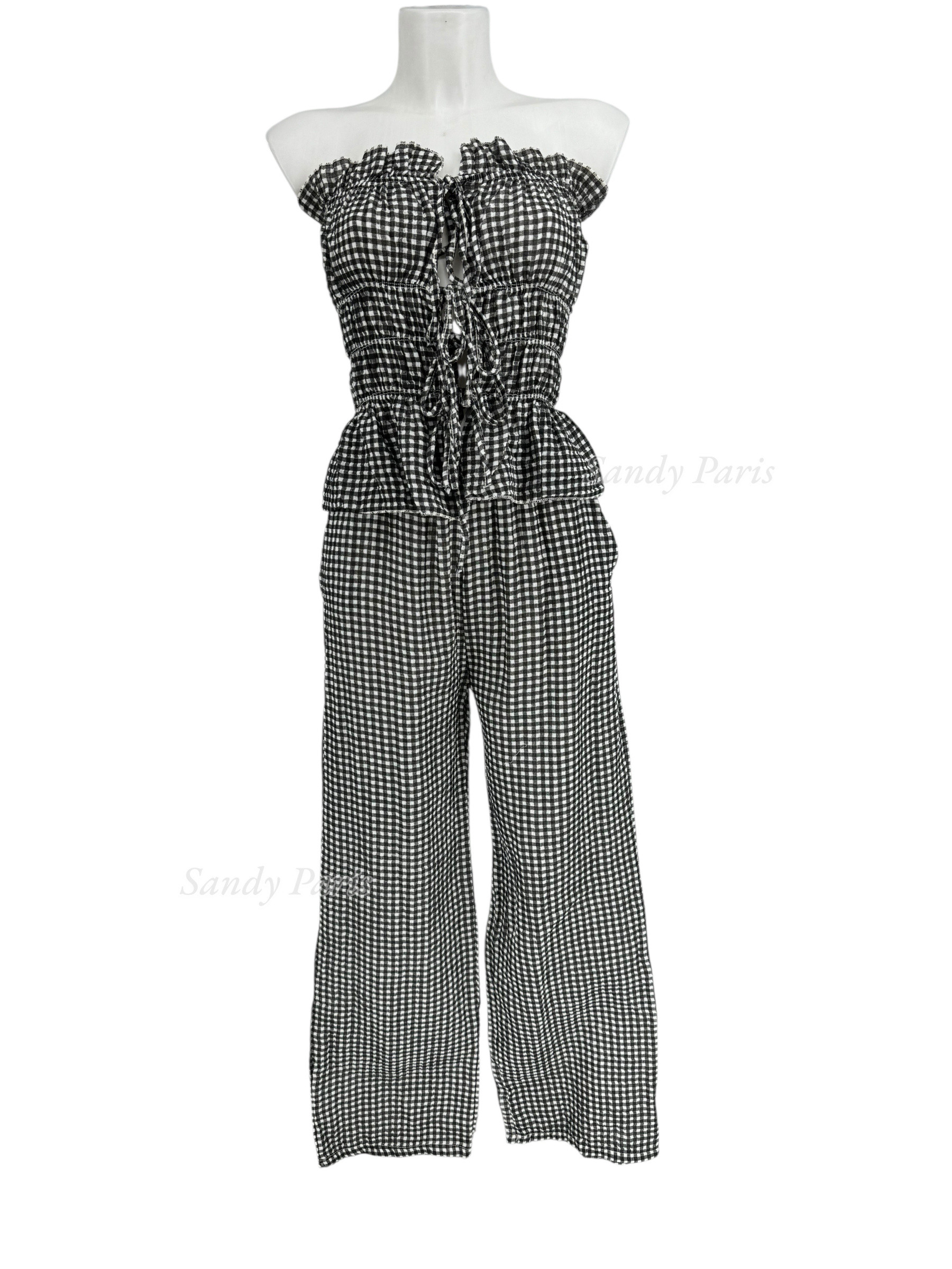 Grossista Sandy Paris - Completo Top Bustier e Pantaloni Vichy – Stile Estivo Chic