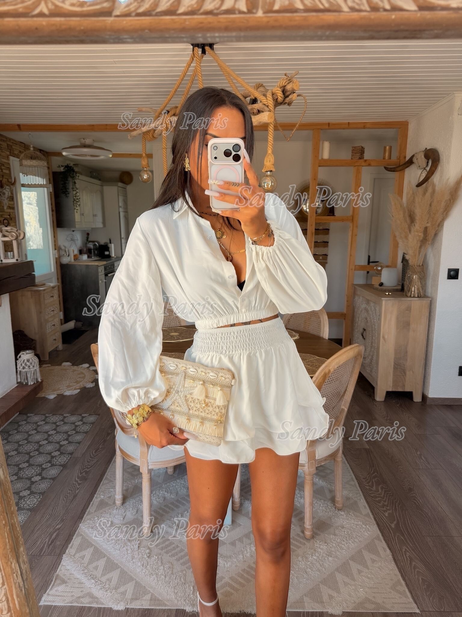Mayorista Sandy Paris - Conjunto Elegante con Falda de Volantes – Look Sofisticado y Moderno