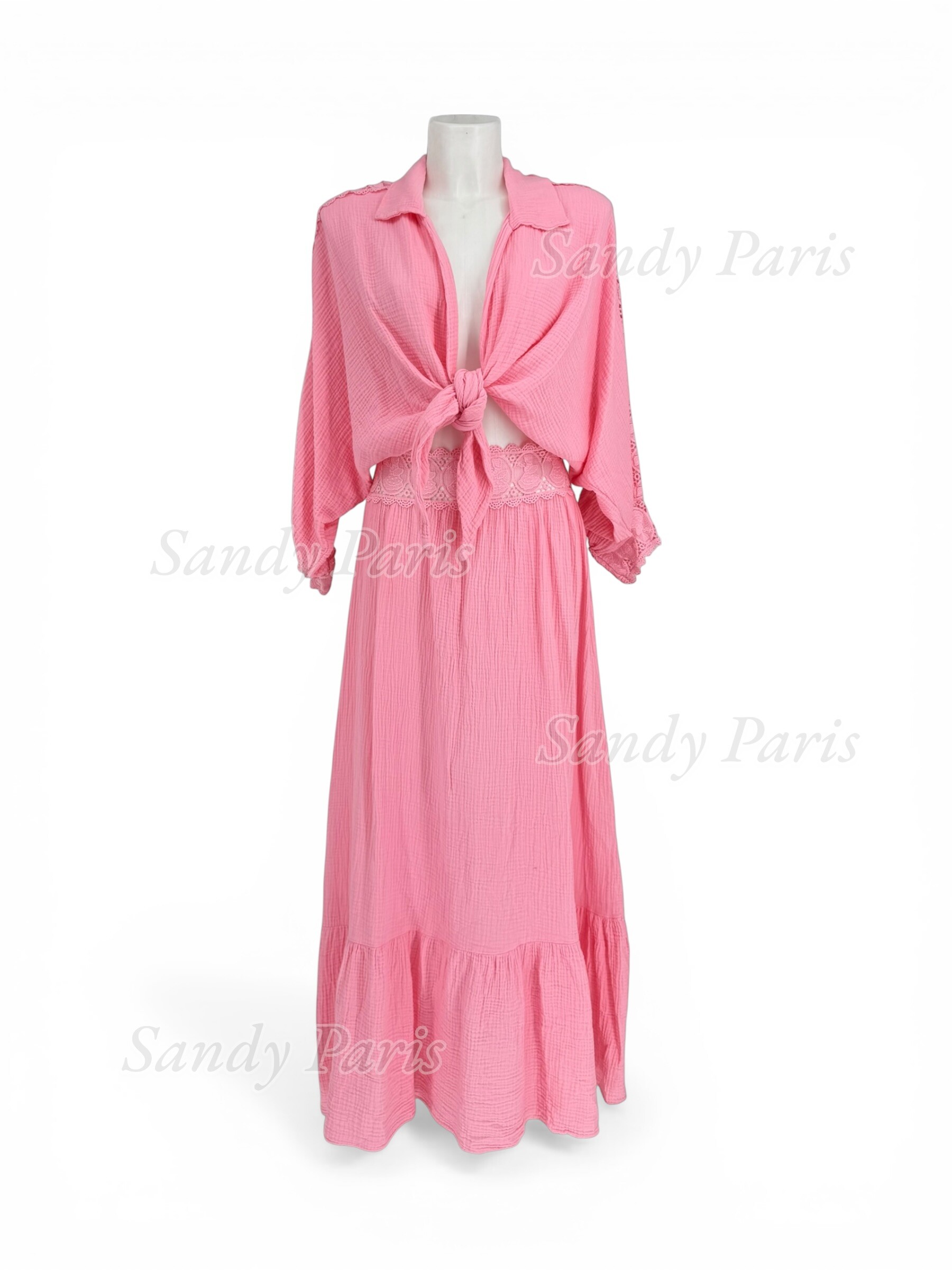Grossista Sandy Paris - Completo con top annodato e gonna lunga – Stile boho