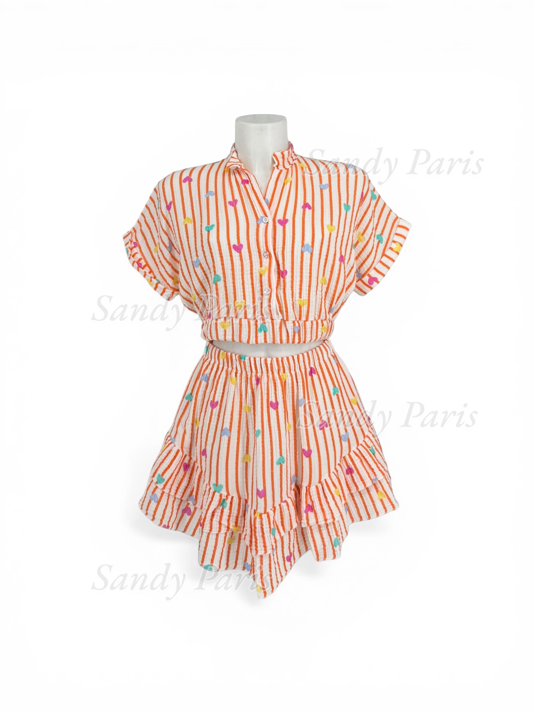 Großhändler Sandy Paris - Set aus Hemd & Rock aus Baumwollgaze – Frischer & trendiger Look