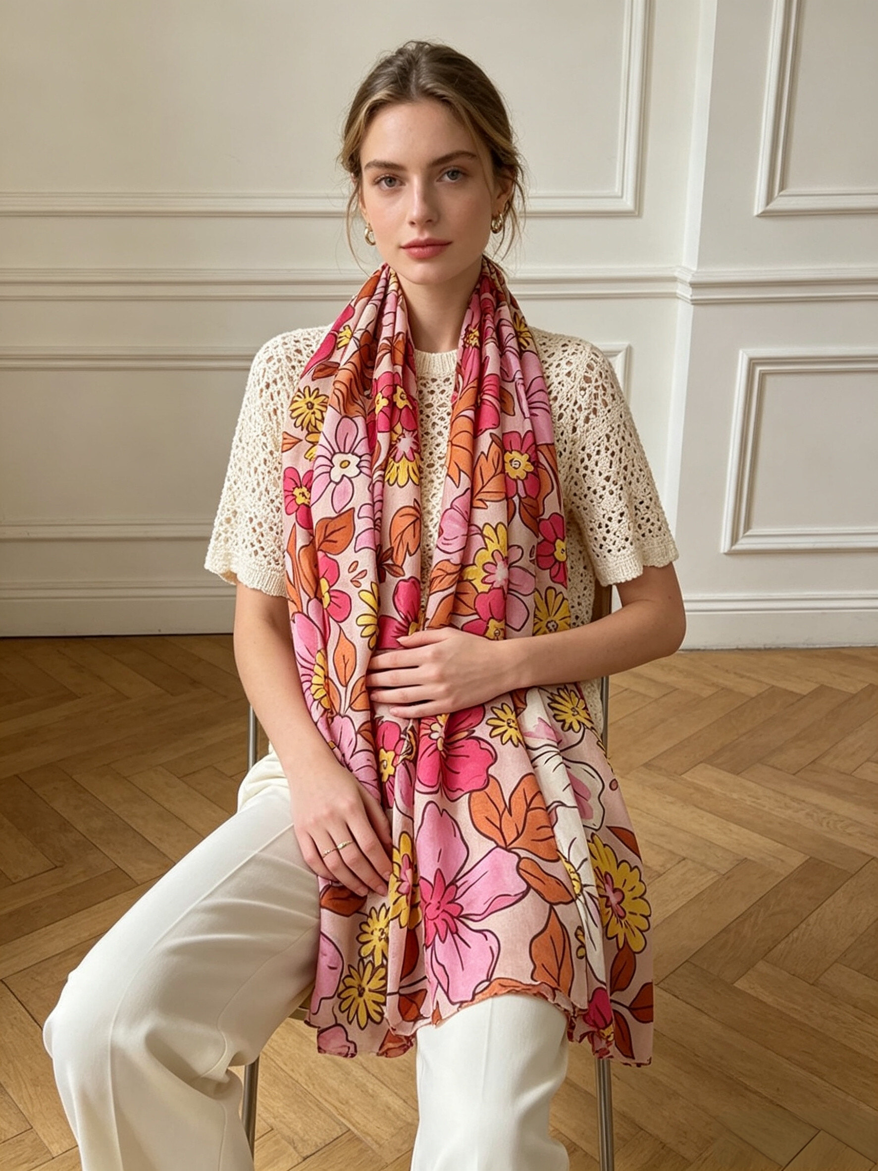 Grossiste Sandy Paris - Foulard imprimé motif
