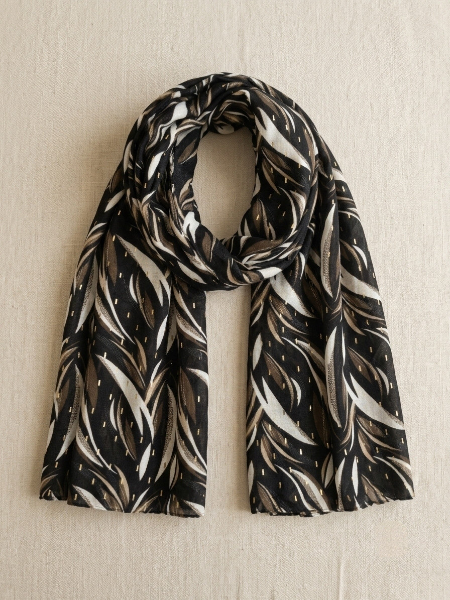 Grossiste Sandy Paris - Foulard Écharpe imprimé motif avec dorure