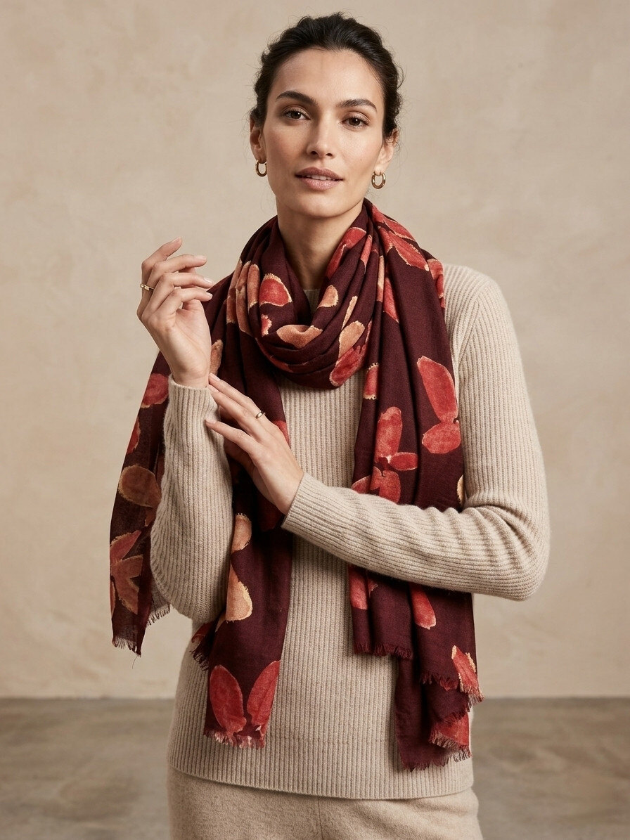 Grossiste Sandy Paris - Foulard Écharpe imprimé motif fleuri