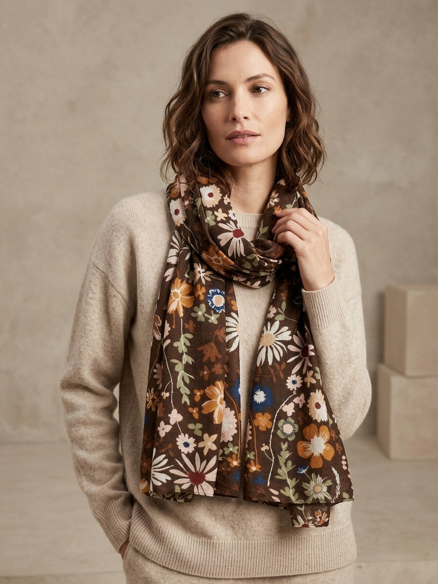 Grossiste Sandy Paris - Foulard Écharpe imprimé motif fleuri