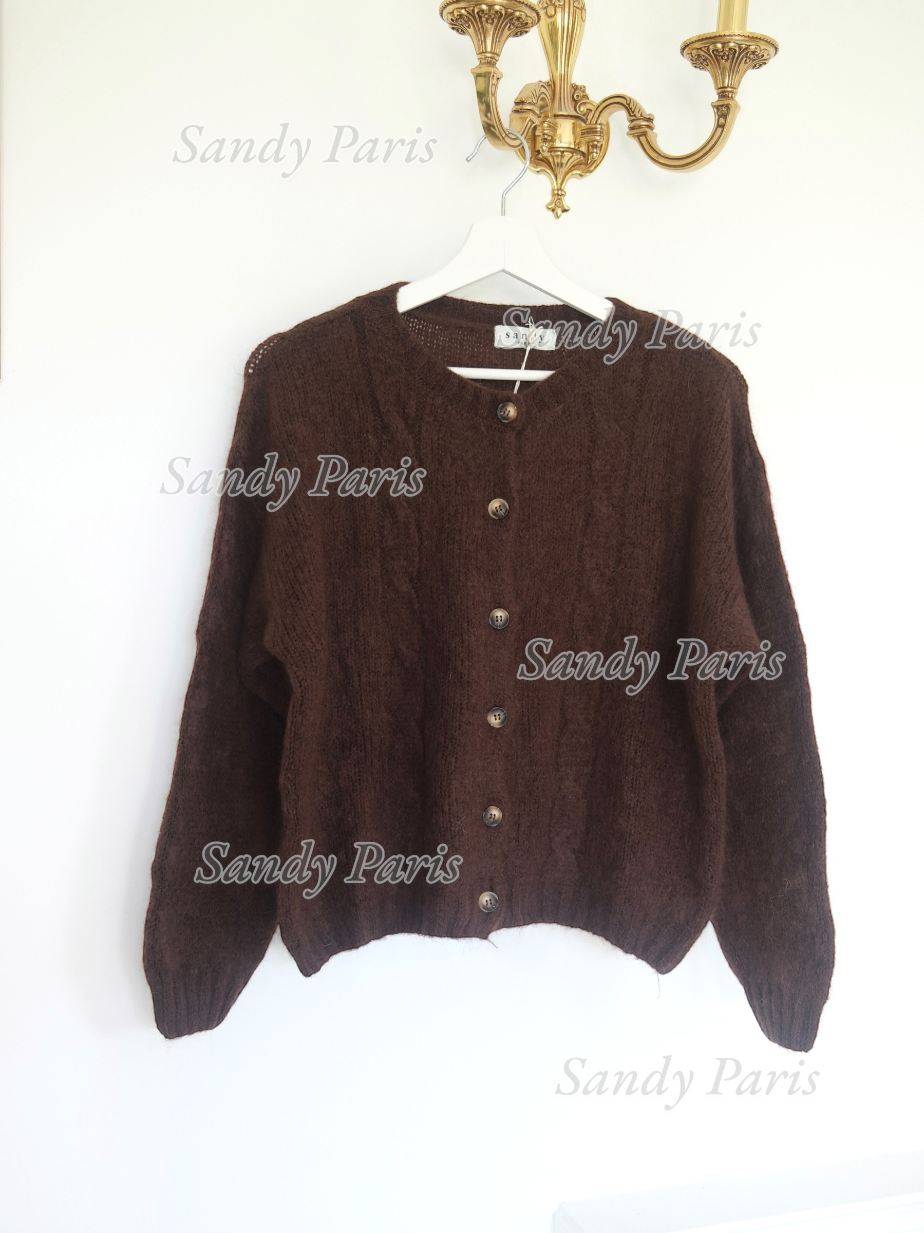 Grossiste Sandy Paris - Cardigan torsadée avec 30% de mohair – Sandy Paris