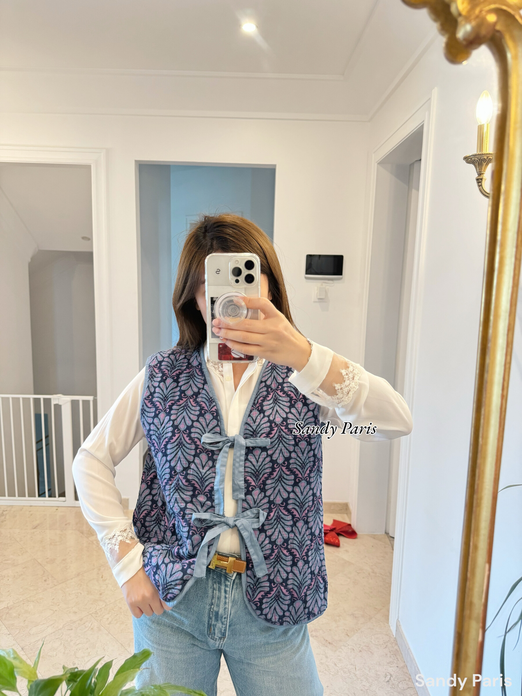 Wholesaler Sandy Paris - Candle -free vest printed in knot