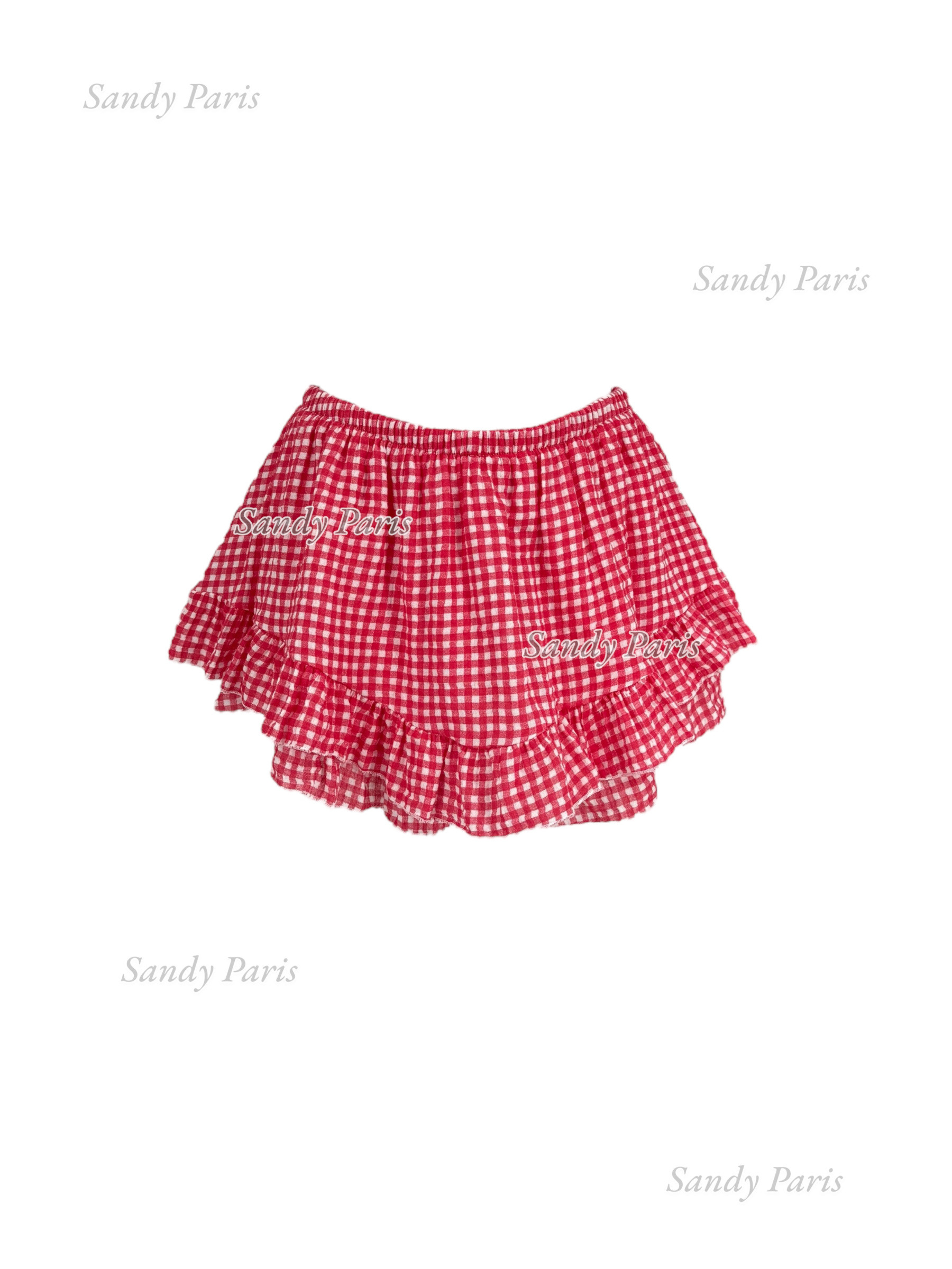 Grossista Sandy Paris - Gonna-pantalone a quadretti con volant – Spirito estivo e femminile