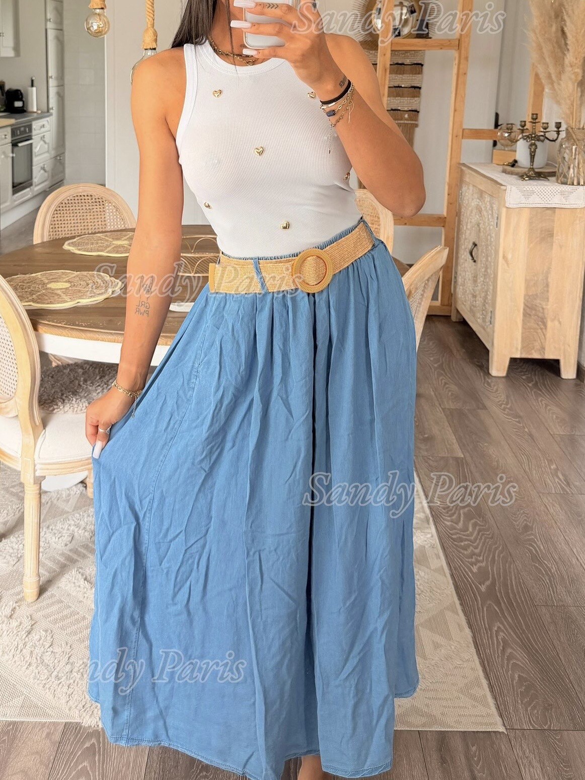 Grossista Sandy Paris - Gonna Lunga in Lyocell con Cintura – Eleganza e Fluidità